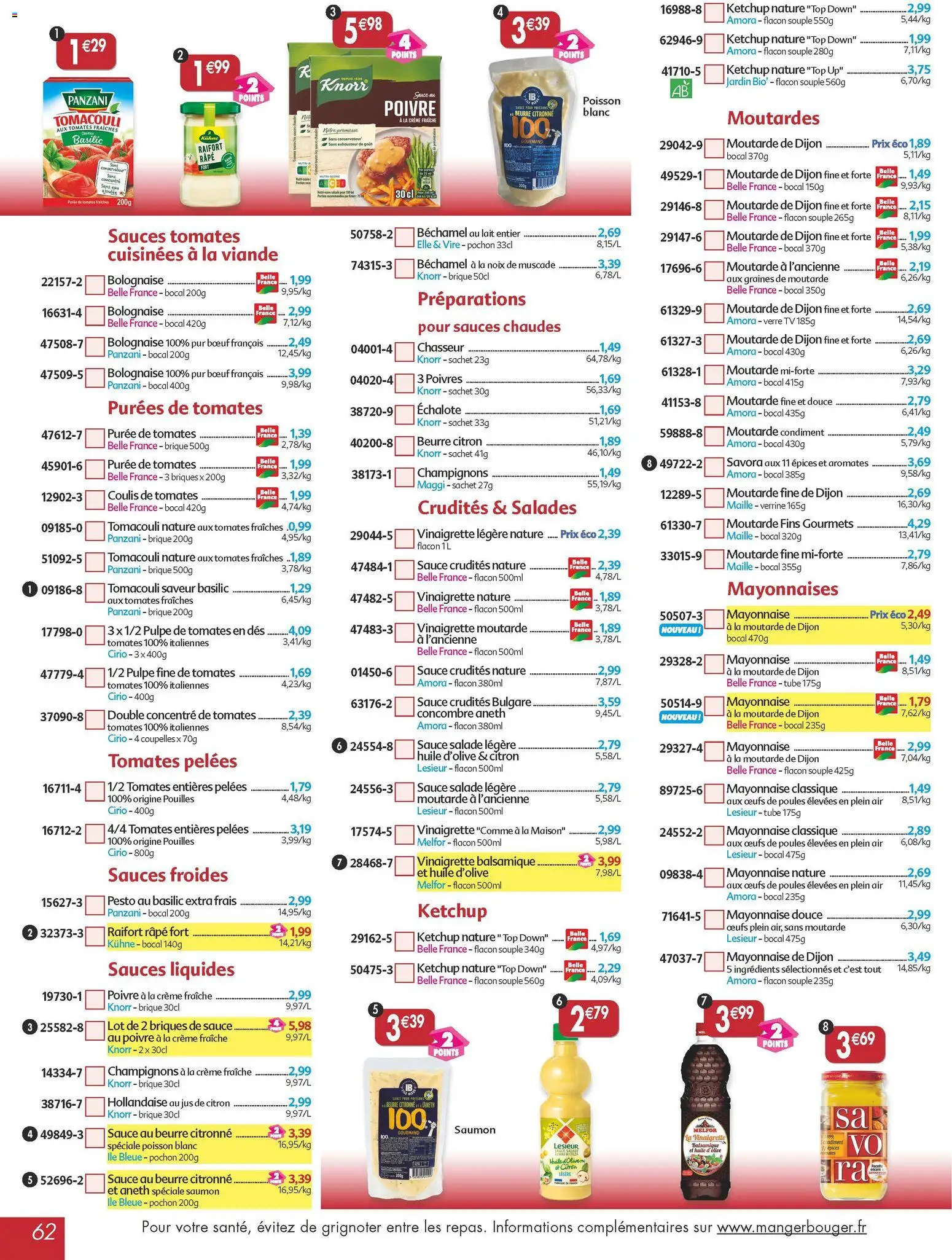 {H1} | Page: 62 | Produits: Échalote, Beurre, Œufs, Ketchup