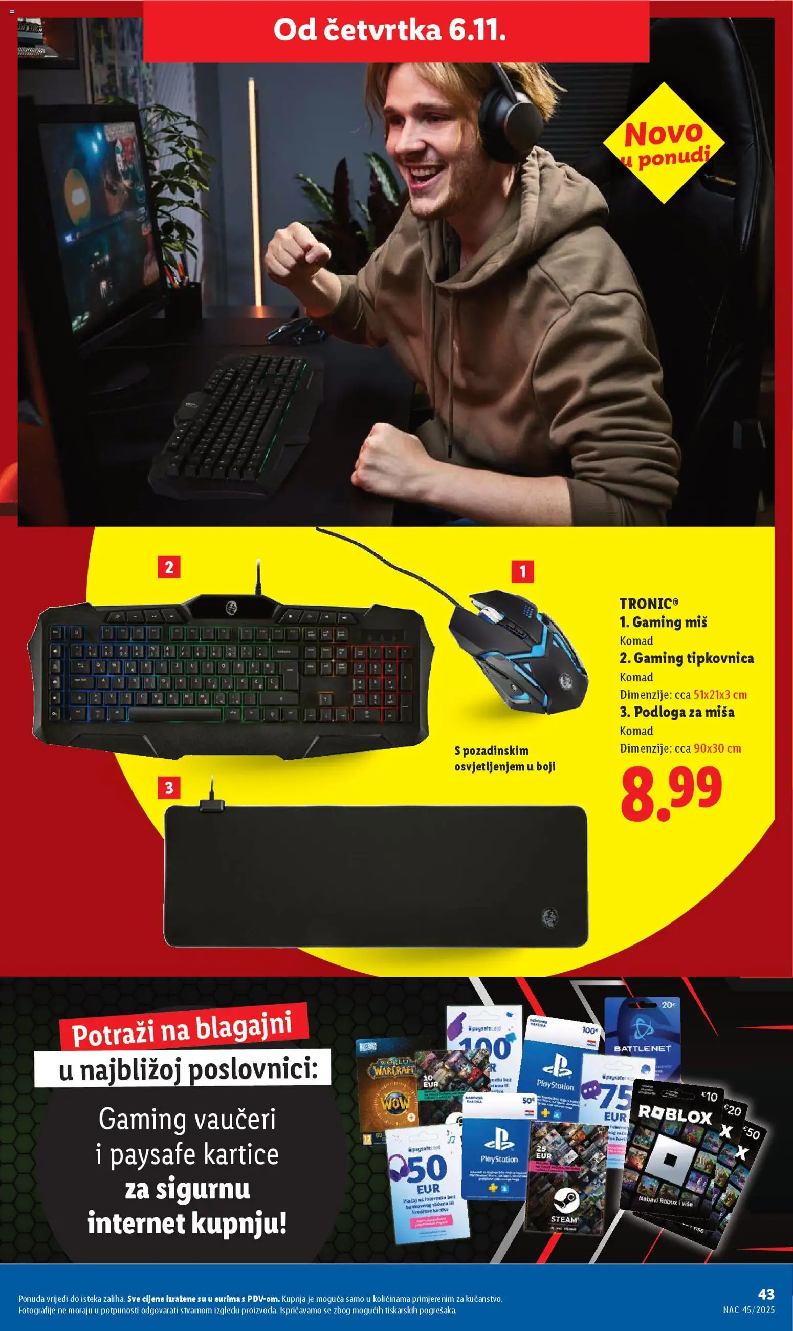 Lidl katalog | vrijedi od 06.11.2025 | Stranica: 43 | Proizvodi: Miš, Tipkovnica, Playstation