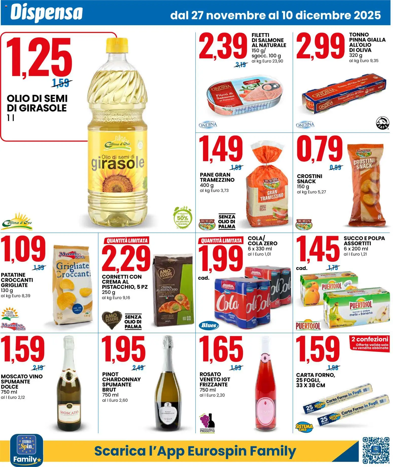 Volantino Eurospin del 27.11.2025 | Pagina: 10 | Prodotti: Vino, Spumante, Forno, Olio di semi di girasole