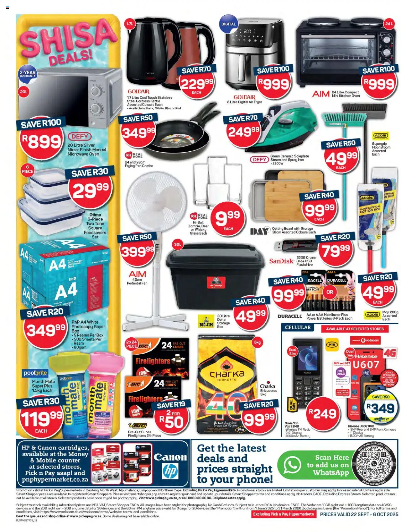 New Pick n Pay catalogue – valid from 22.09.2025 | Page: 12 | Products: Microwave, Broom, Stock, Paper