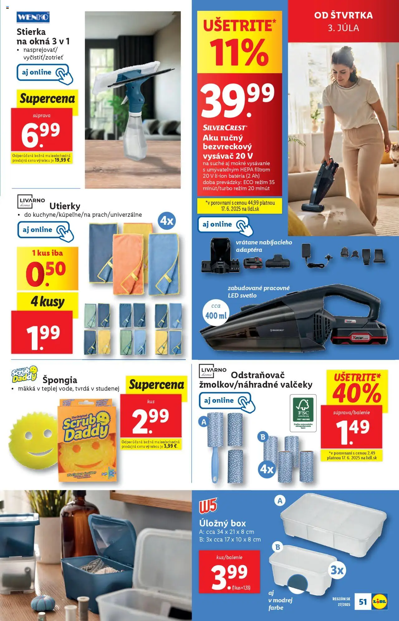 Lidl leták │ platný od 30.06.2025 | Strana: 65 | Produkty: Svetlo, Bezvreckový vysávač, Aku, Vysávač