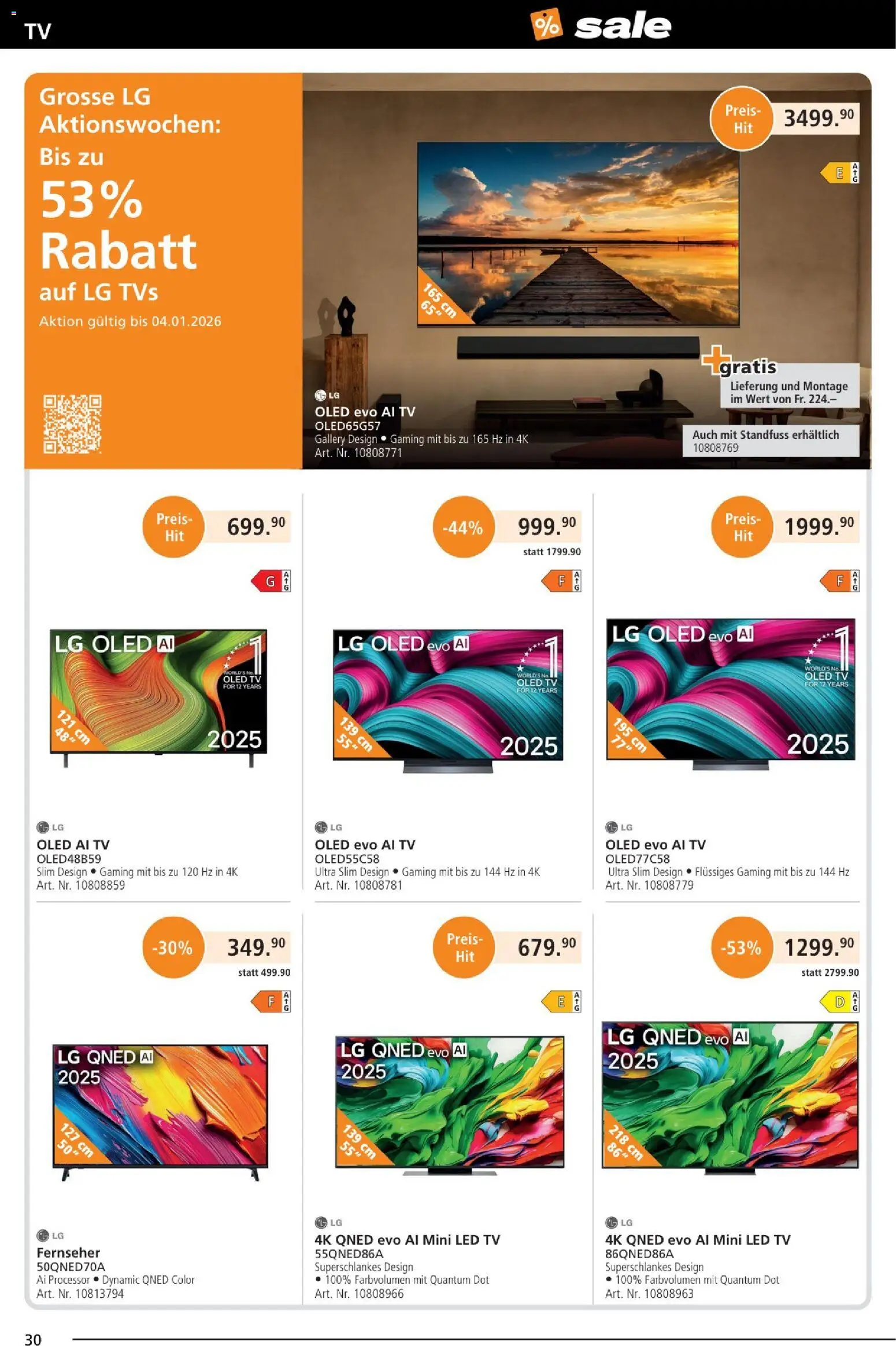 Fust Aktionen – gültig ab 25.12.2025 | Seite: 30 | Produkte: Fernseher, TV, LG