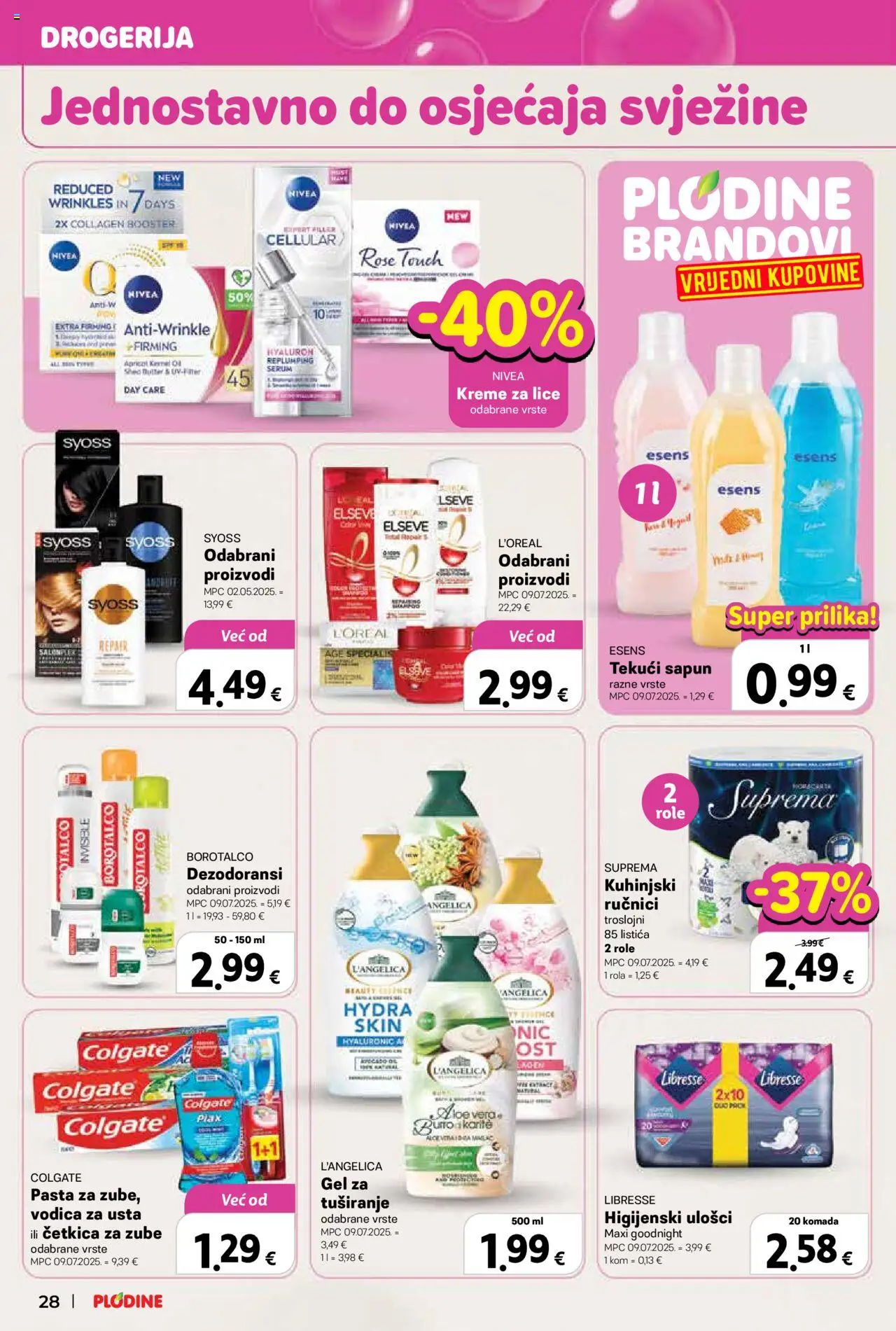 Plodine katalog | vrijedi od 15.10.2025 | Stranica: 30 | Proizvodi: Četkica za zube, Pasta, Libresse, Borotalco