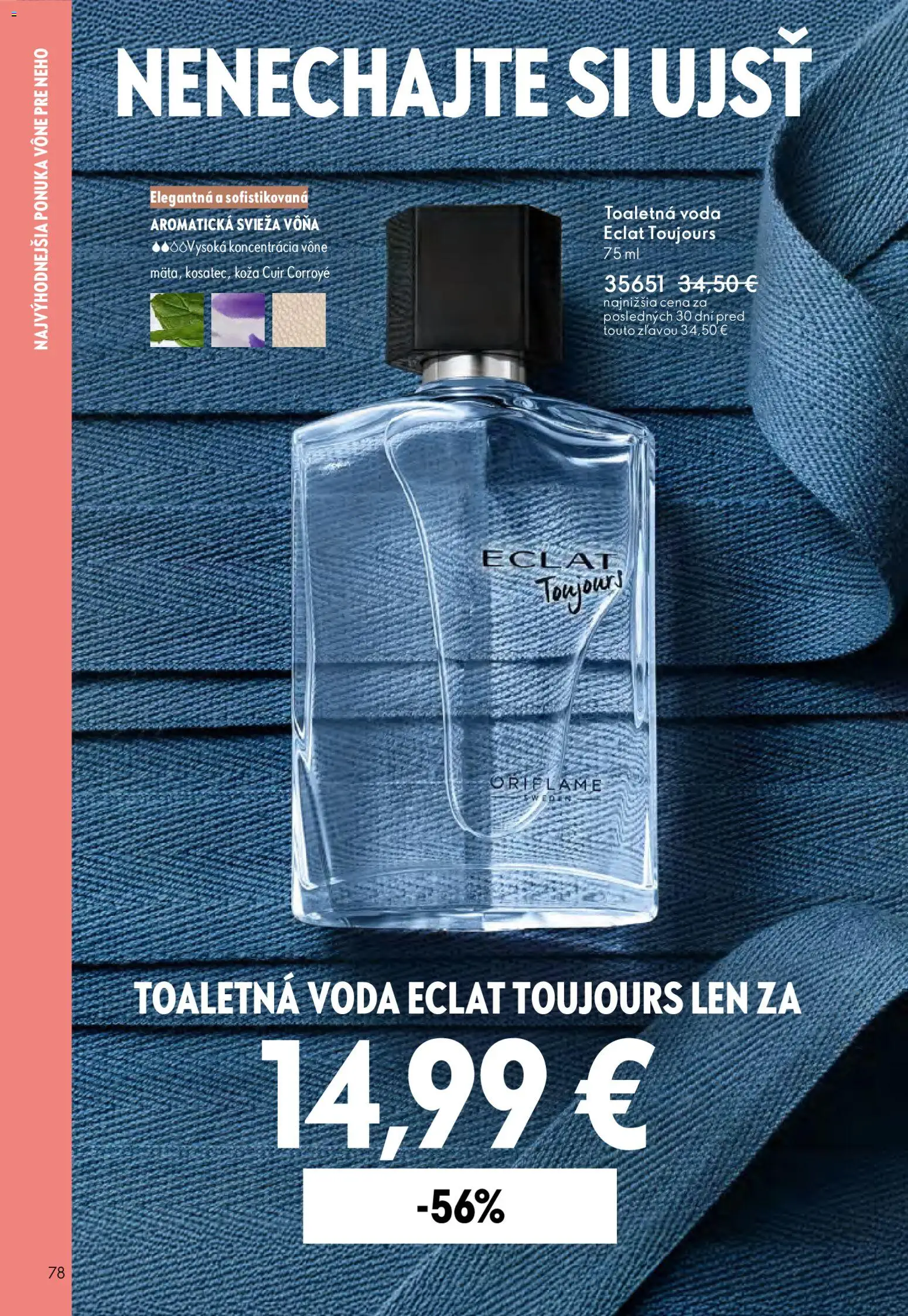 Nové Oriflame akcie – leták je platný od 25.03.2026 | Strana: 78 | Produkty: Toaletná voda, Voda