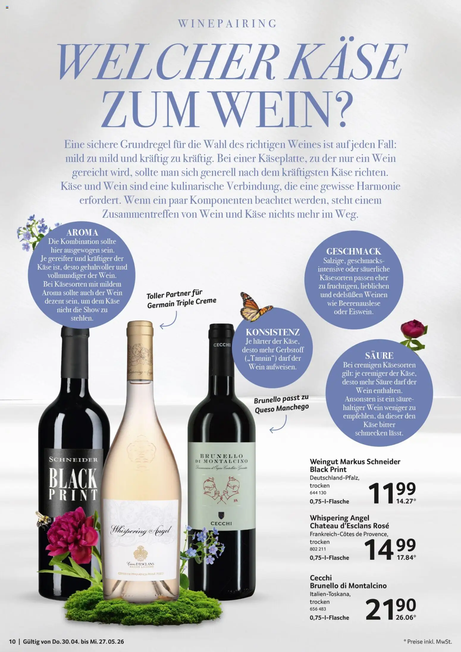 Selgros Weinkatalog – gültig ab 30.04.2026 | Seite: 10 | Produkte: Käse, Creme, Wein