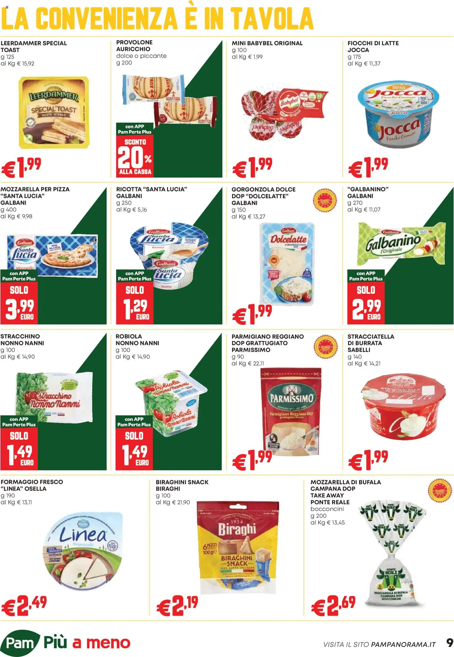 Volantino PAM del 15.01.2026 | Pagina: 9 | Prodotti: Latte, Formaggio, Parmigiano reggiano, Parmigiano