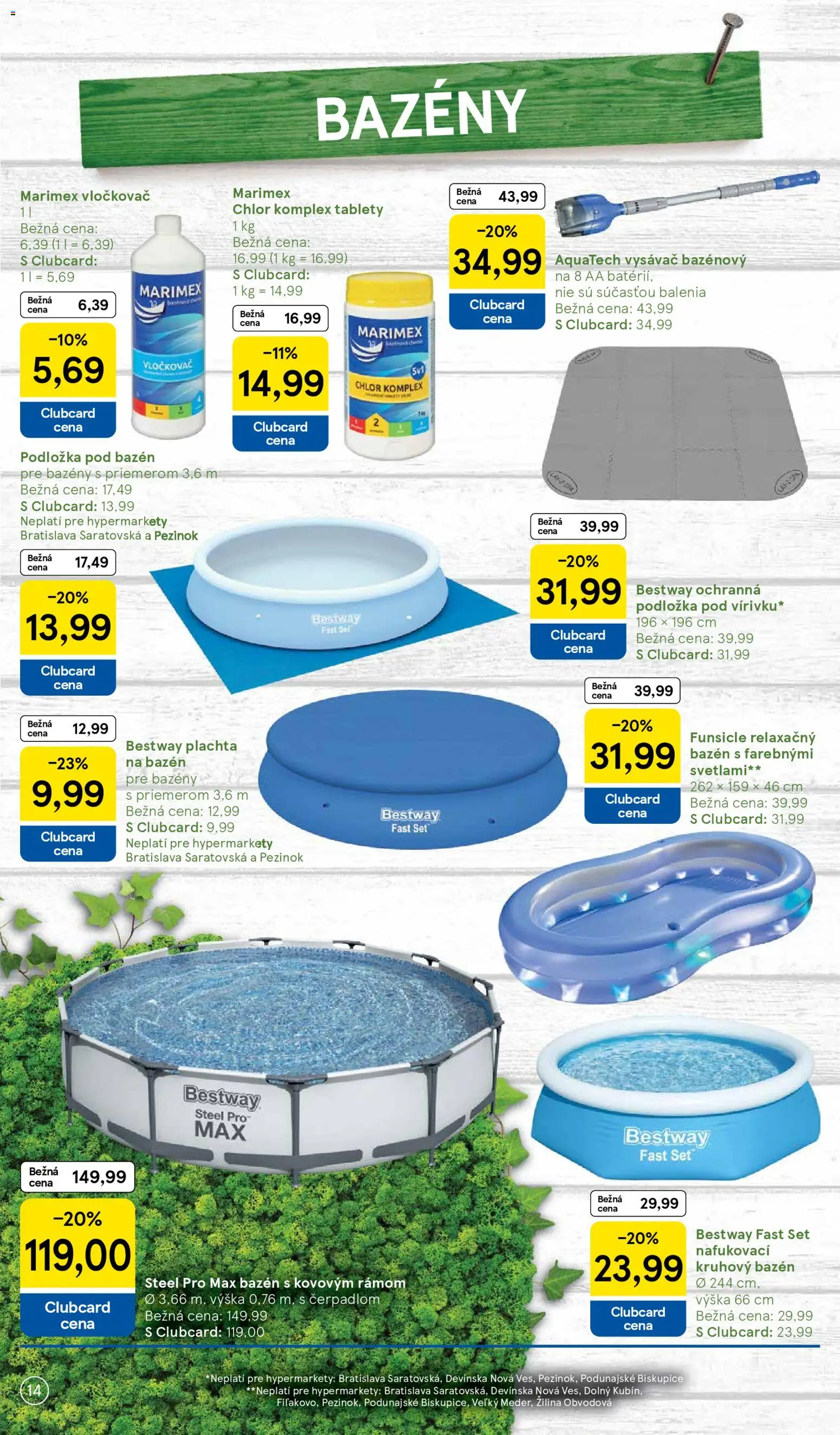 Nové Tesco akcie – leták je platný od 27.04.2026 | Strana: 14 | Produkty: Plachta, Bazény, Vysávač