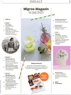 Migros Magazin  ab 15.07.2025 | Seite: 5 | Produkte: Tisch, Wasser, Bilder