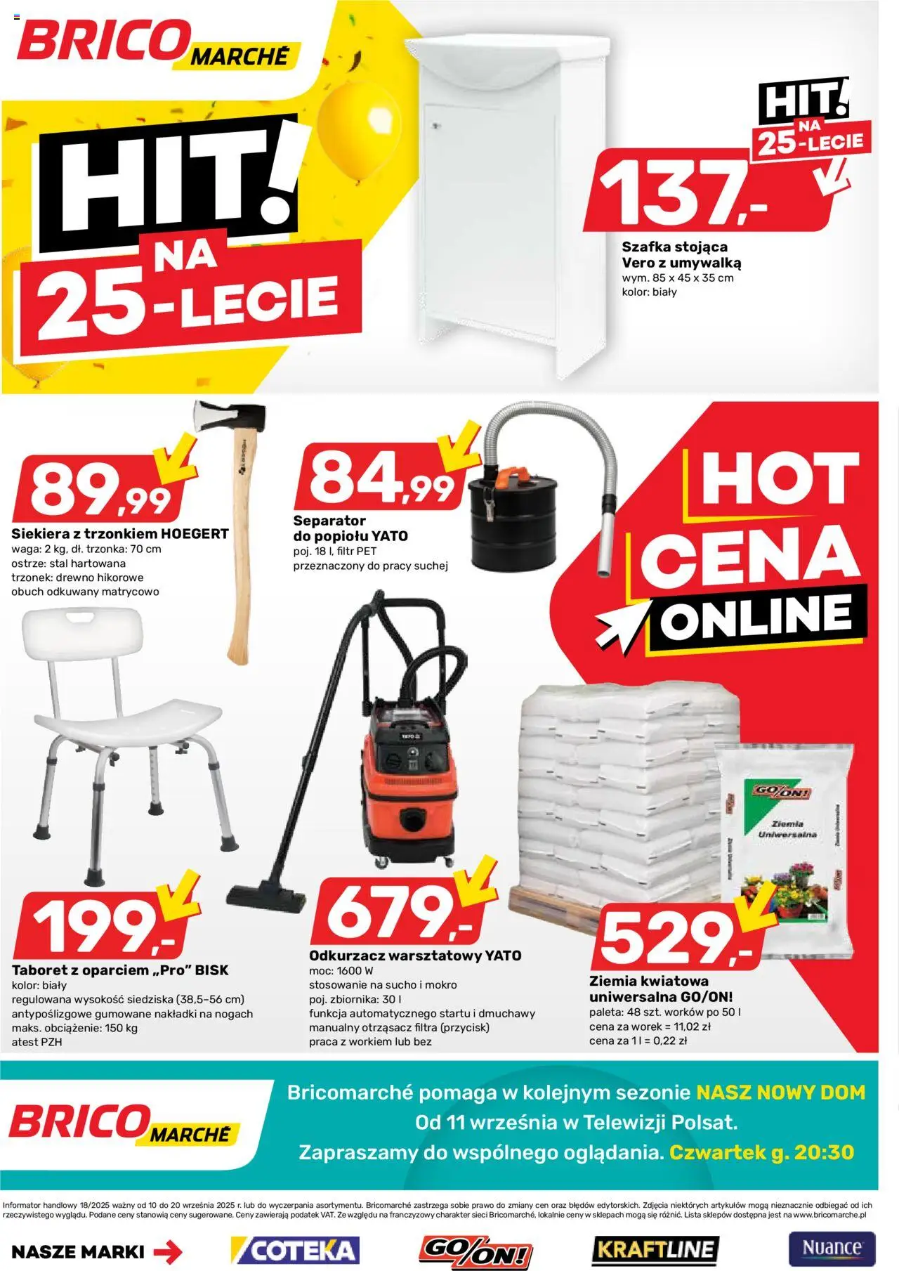 Brico Marché Gazetka od 10.09.2025 | Strona: 9 | Produkty: Ziemia uniwersalna, Ziemia, Umywalka, Siekiera