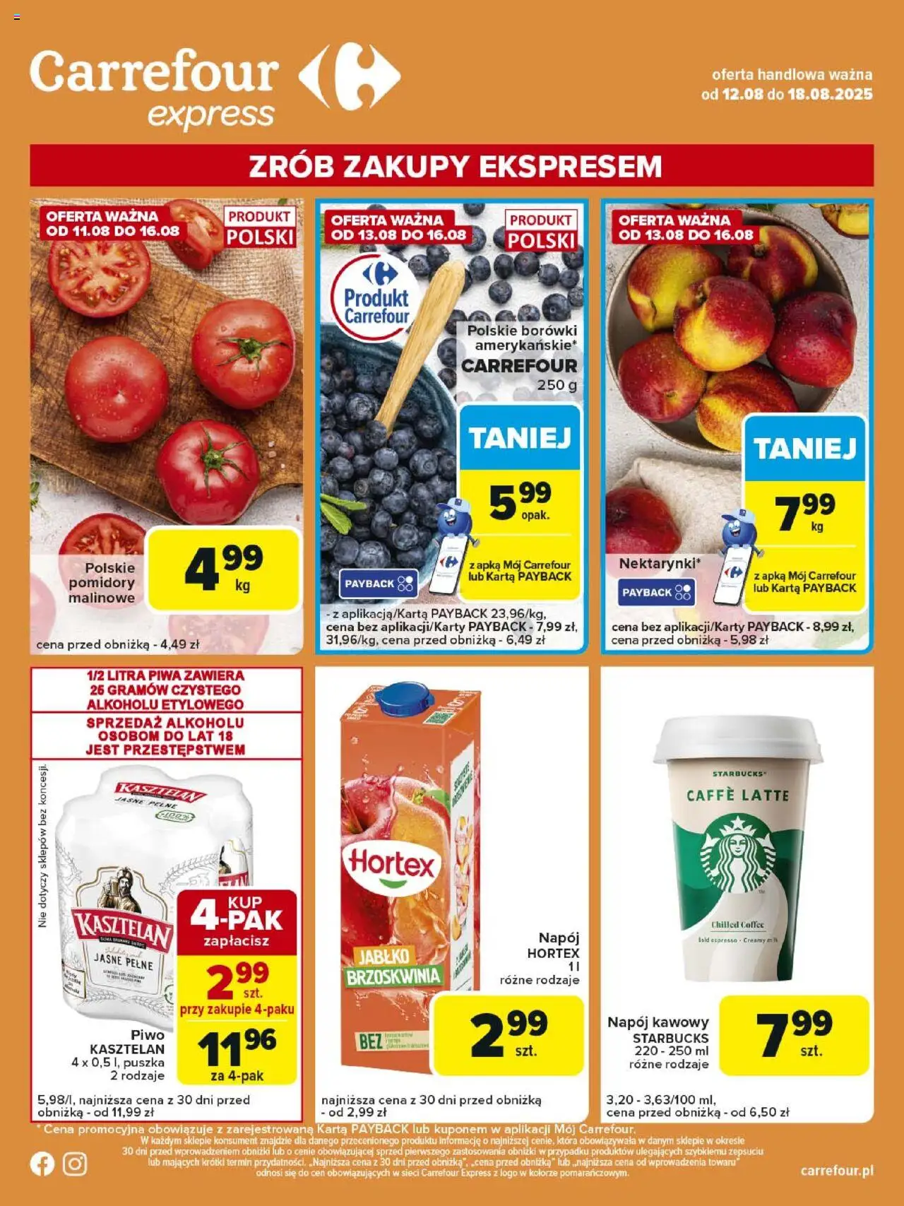 Carrefour Gazetka - Express od 12.08.2025 | Strona: 2 | Produkty: Brzoskwinia, Karta, Piwo, Pomidory