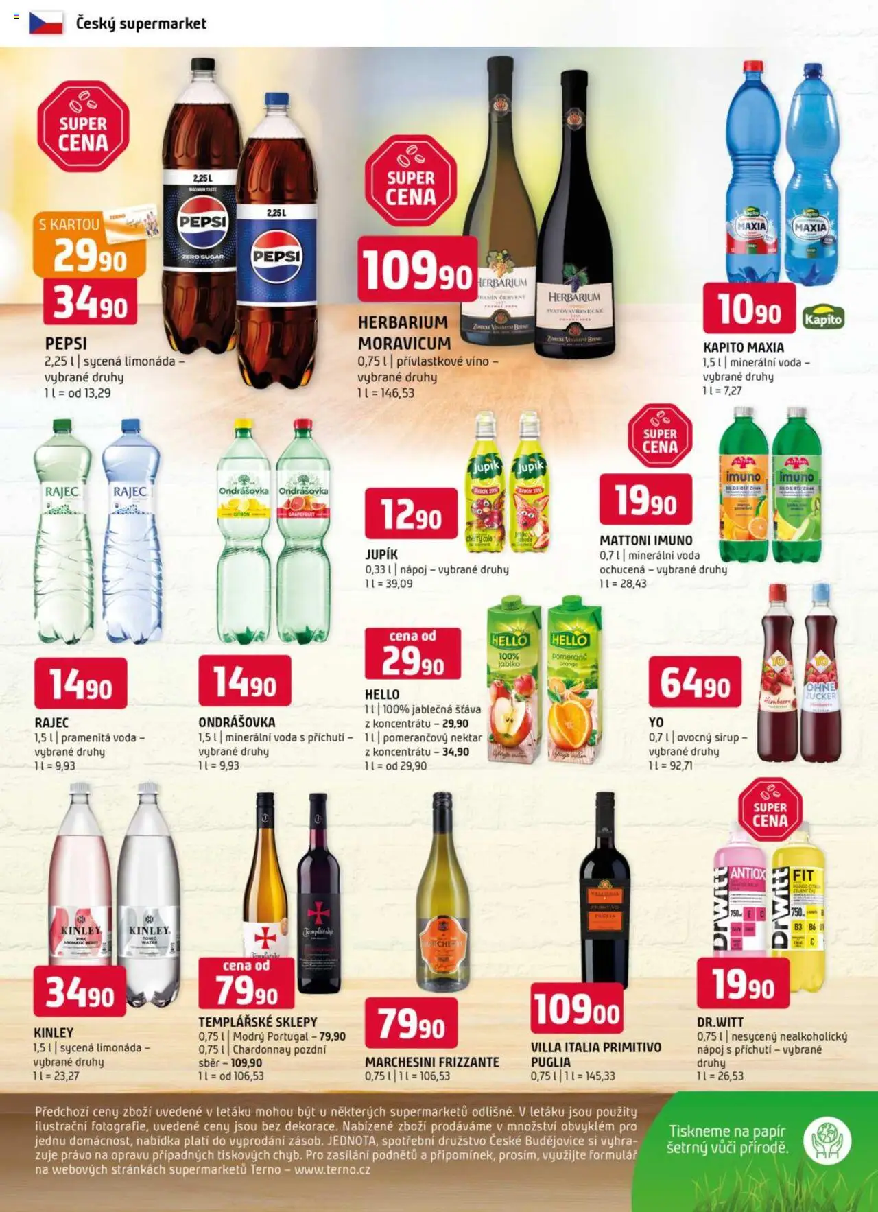 Terno leták od 11.06.2025 | Strana: 12 | Produkty: Voda, Víno, Primitivo Puglia, Tonic