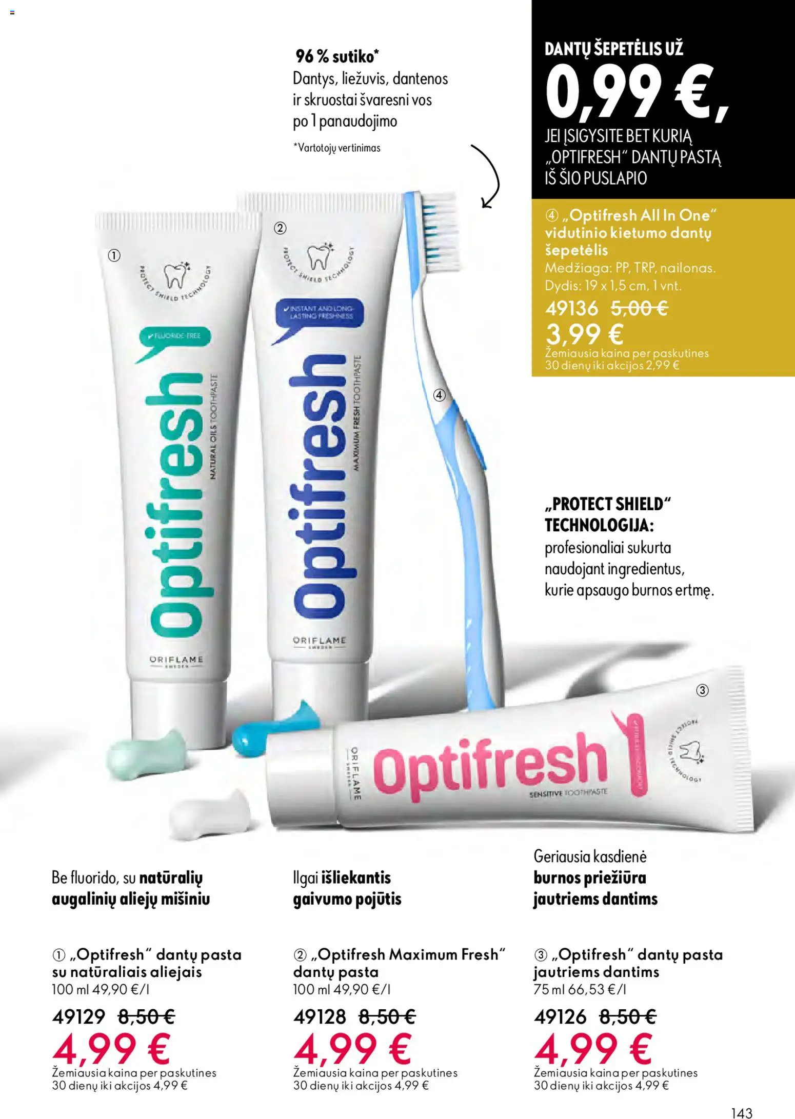 Oriflame akcijos nuo 01.04.2026 | Puslapis: 143 | Prekių: Šepetėlis, Dantų pasta, Dantų šepetėlis