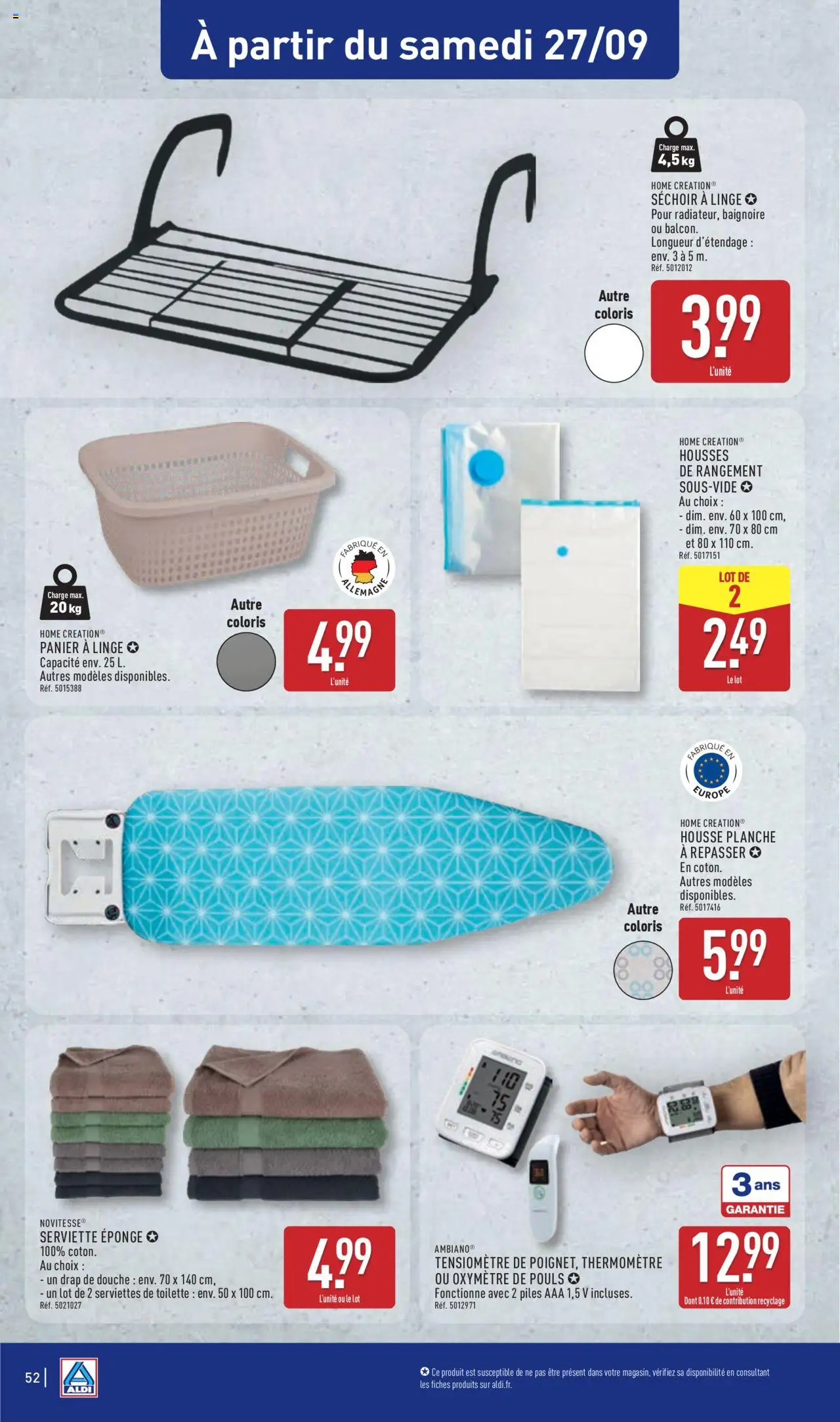  | Page: 54 | Produits: Tensiomètre, Sechoir à linge, Douche, Panier