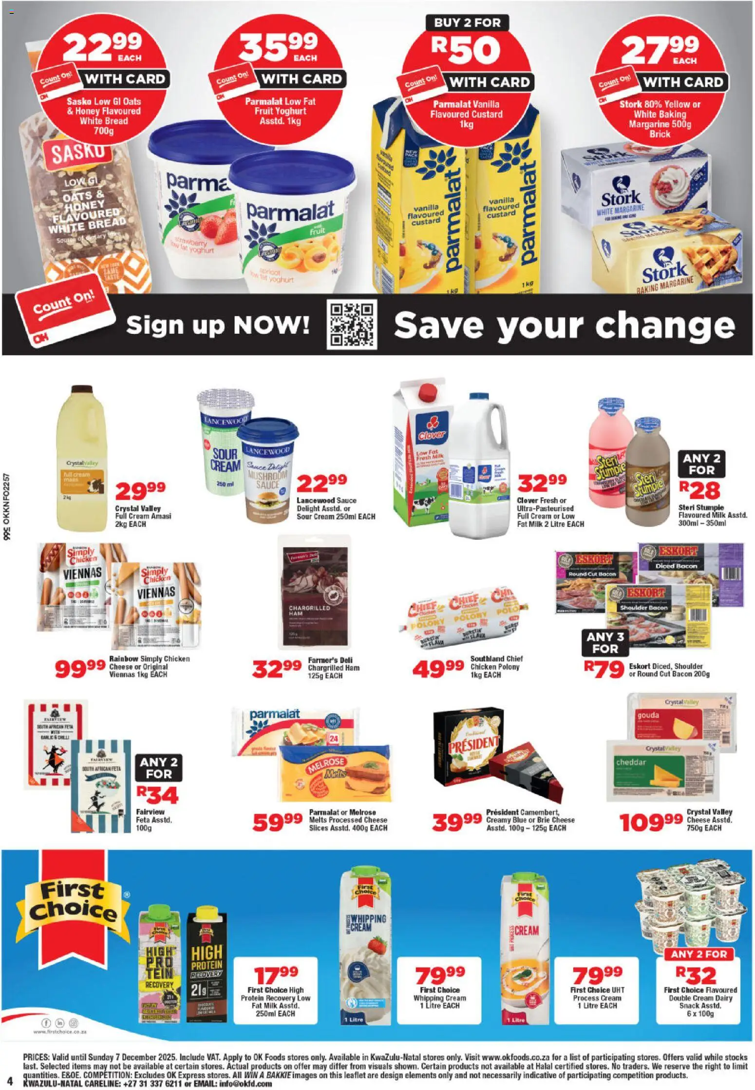 New OK Foods catalogue – valid from 25.11.2025 | Page: 4 | Products: Yoghurt, Milk, Fruit, Bacon