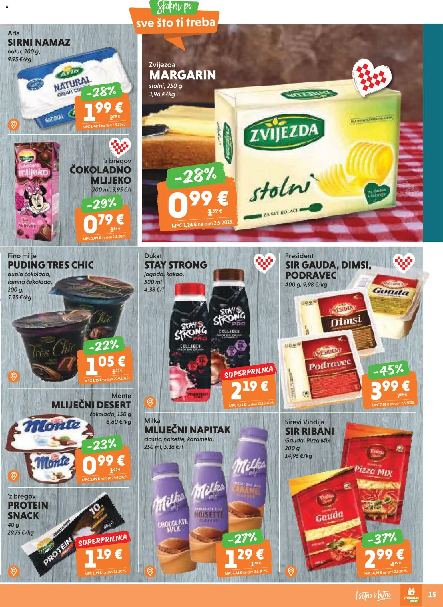 Studenac katalog | vrijedi od 05.11.2025 | Stranica: 15 | Proizvodi: Puding, Pizza, Margarin, Milka