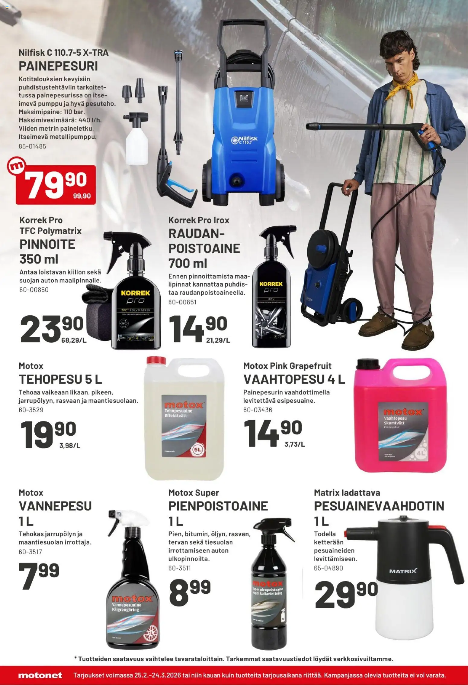 Motonet tarjoukset – voimassa 25.02.2026 alkaen | Sivu: 12 | Tuotteet: Painepesuri, Voi, Pumppu