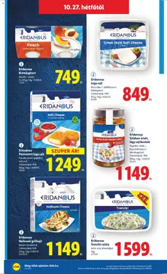 Eridanous Lágy sajt, Klasszikus / zöldfűszeres-fokhagymás, Zsírtartalom: 40%, 175 g - amely érvényes a következő dátumtól: 22.10.2025 | Oldal: 58
