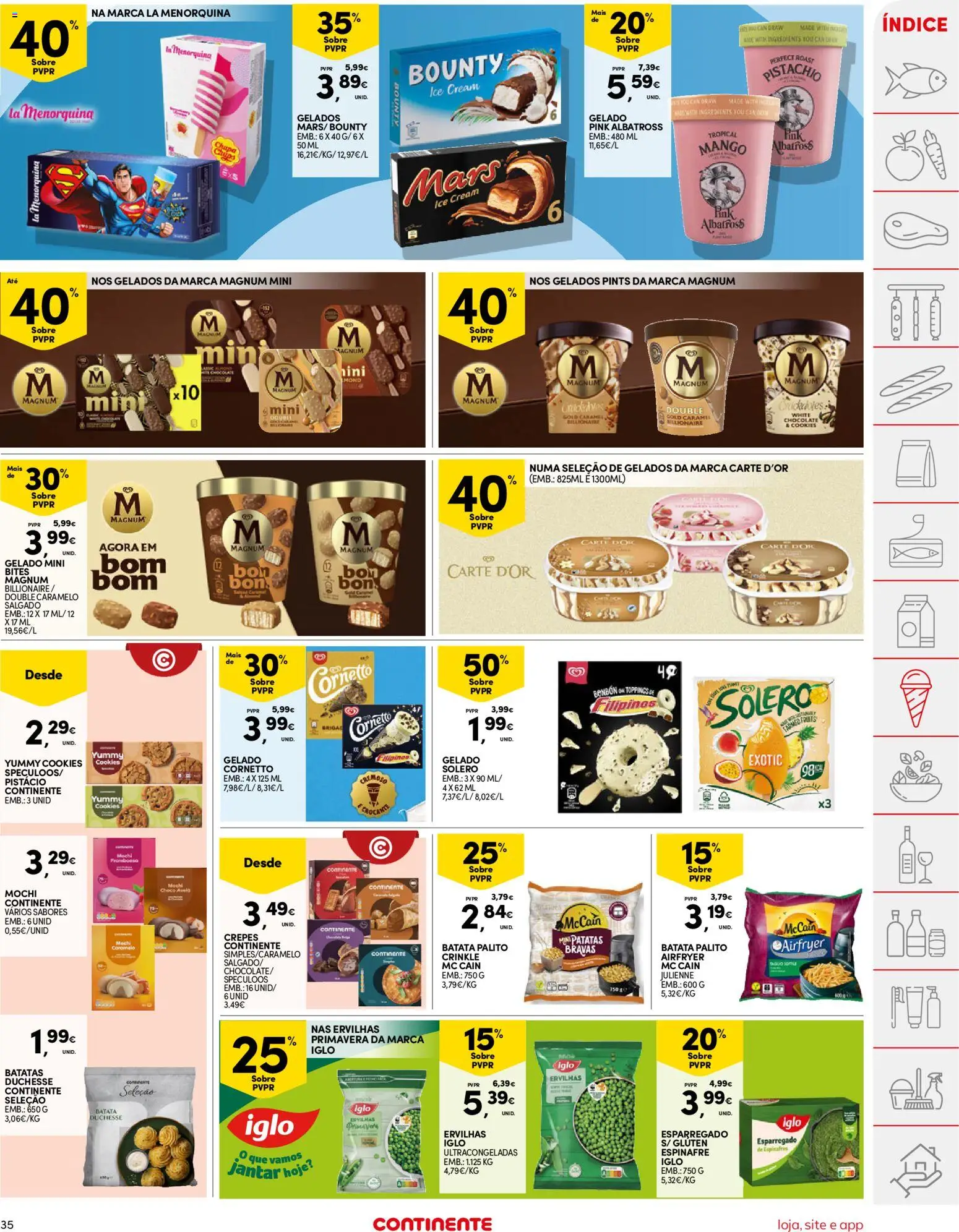 Continente folheto │ válido de 07.04.2026 | Página: 35 | Produtos: Batata, Filipinos, Gelado, Chocolate