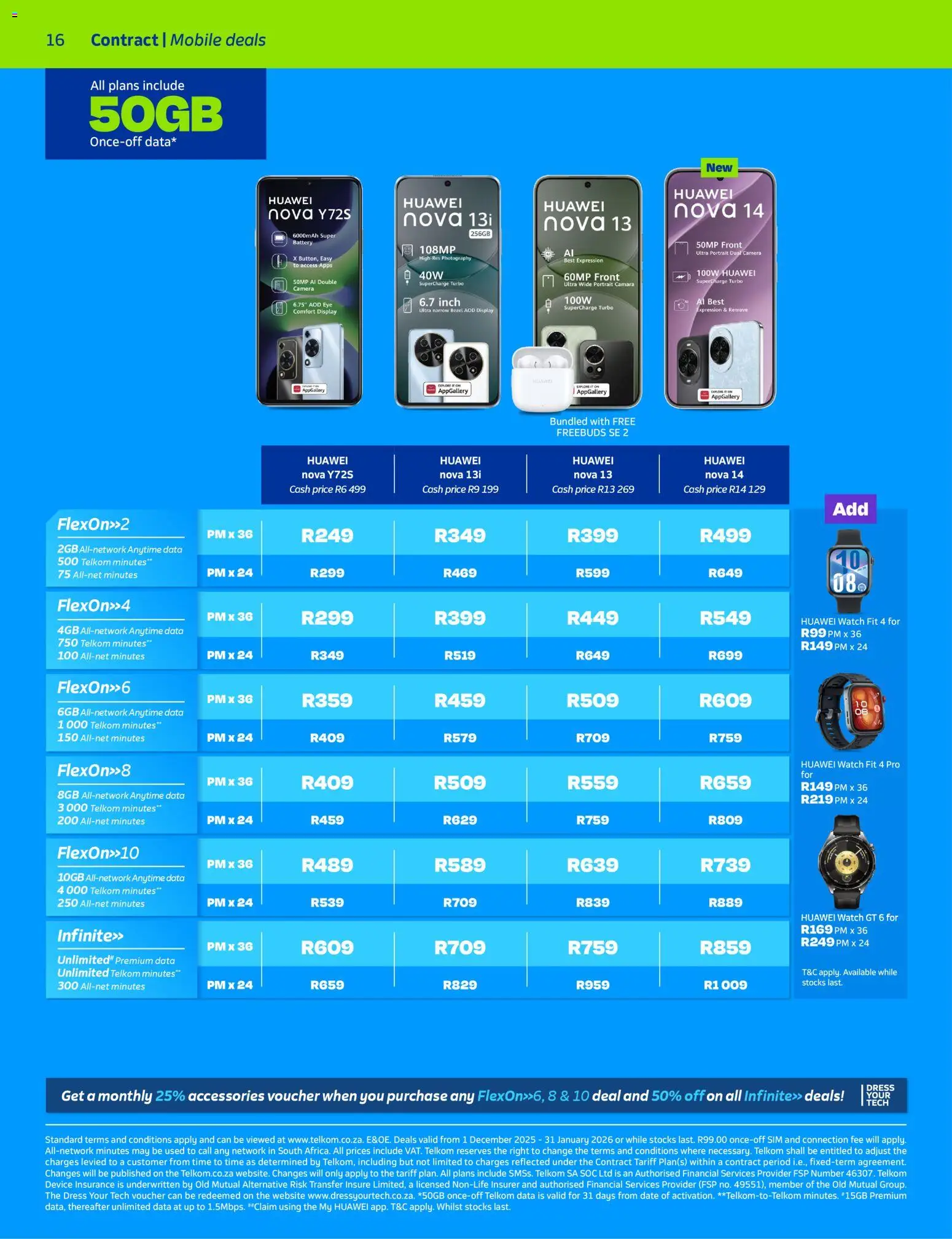 New Telkom catalogue – valid from 01.12.2025 | Page: 16 | Products: Data, Watch, Camera, Battery