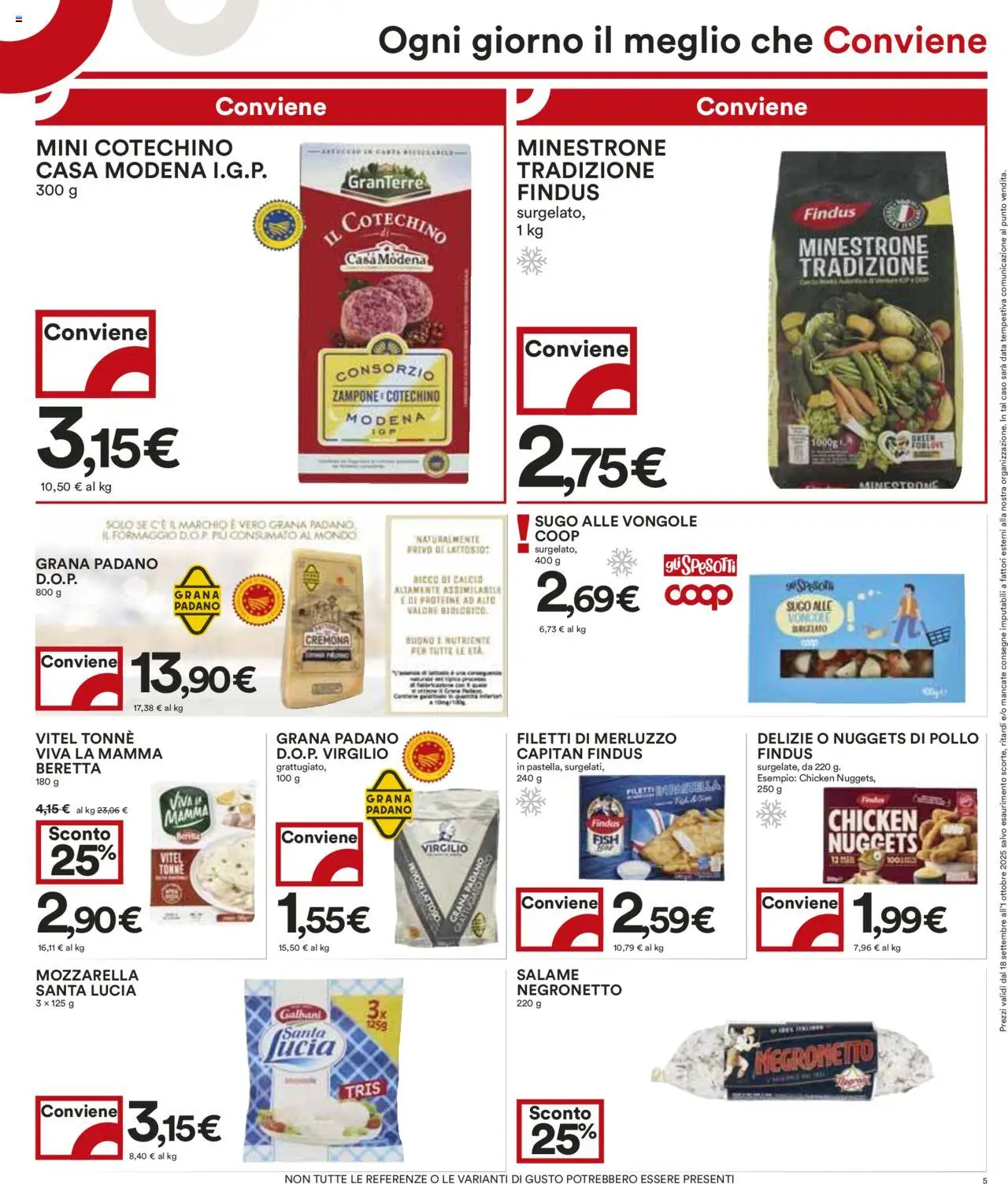 Volantino COOP del 18.09.2025 | Pagina: 5 | Prodotti: Pollo, Merluzzo, Sugo, Cotechino
