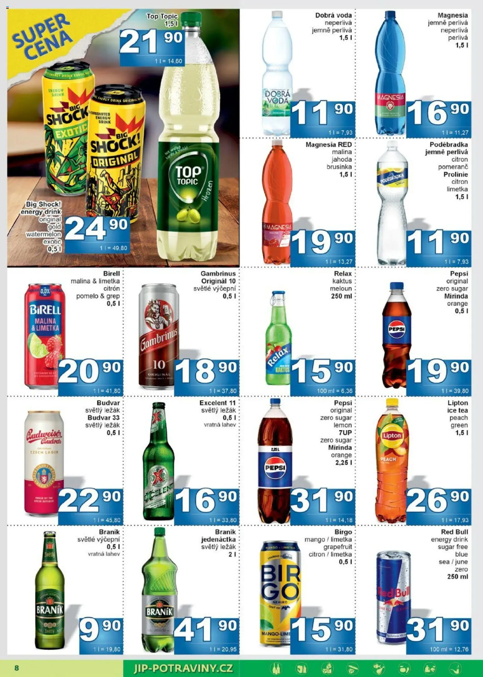 Jip leták od 22.04.2026 | Strana: 8 | Produkty: Mango, Red Bull, Gambrinus, Láhev