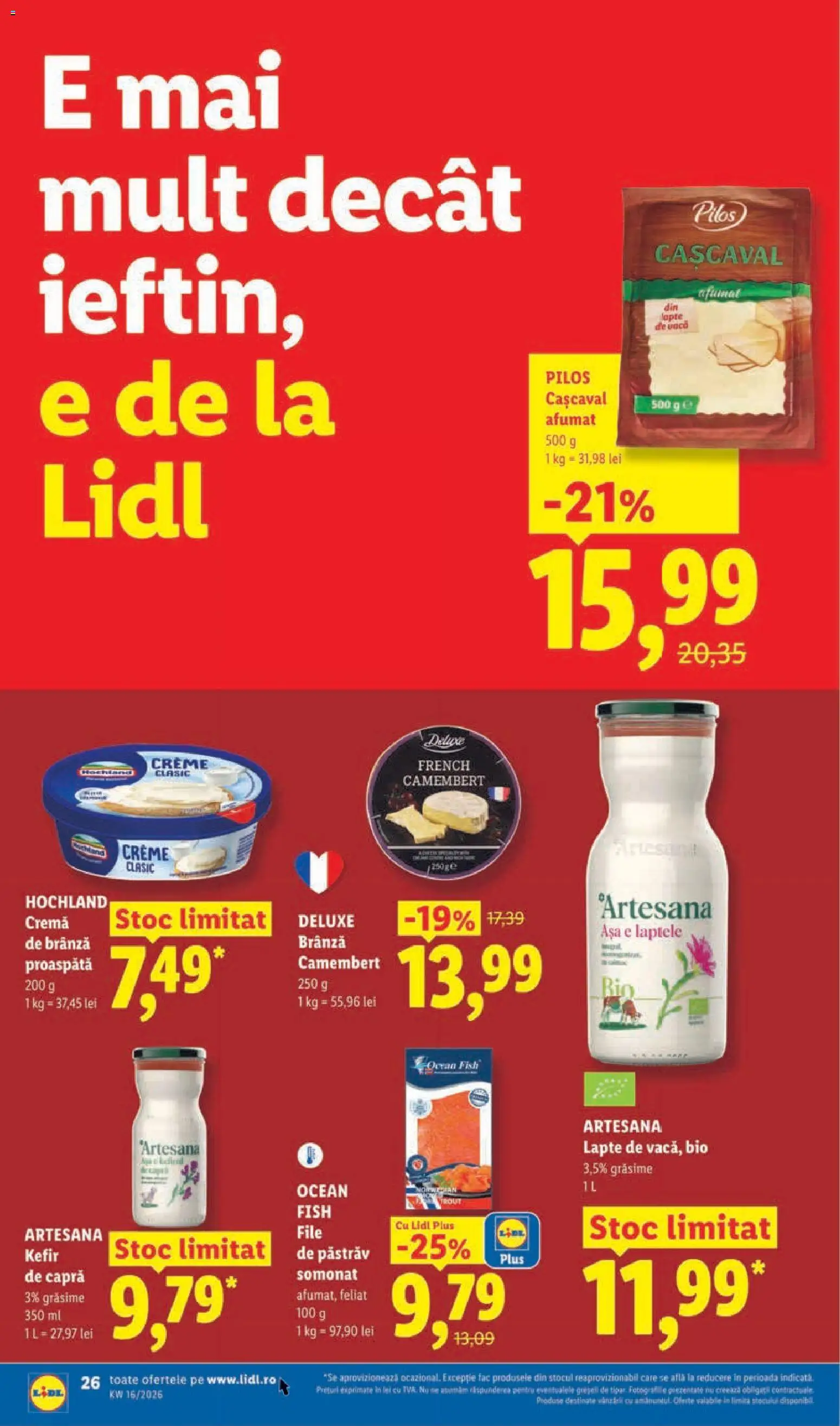 Noul catalog Lidl – valabil de la 14.04.2026 | Pagină: 26 | Produse: Cașcaval, Brânză, Cremă, Cremă de brânză