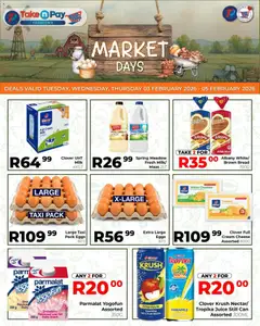 Take n Pay specials catalogue – valid from 03.02.2026 | Page: 7 | Products: Cheese, Eggs, Juice, Fruit