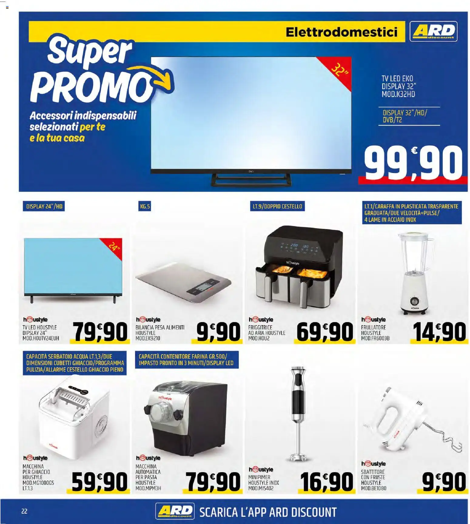 Volantino ARD Discount del 03.11.2025 | Pagina: 22 | Prodotti: Sbattitore, Farina, Pasta, TV