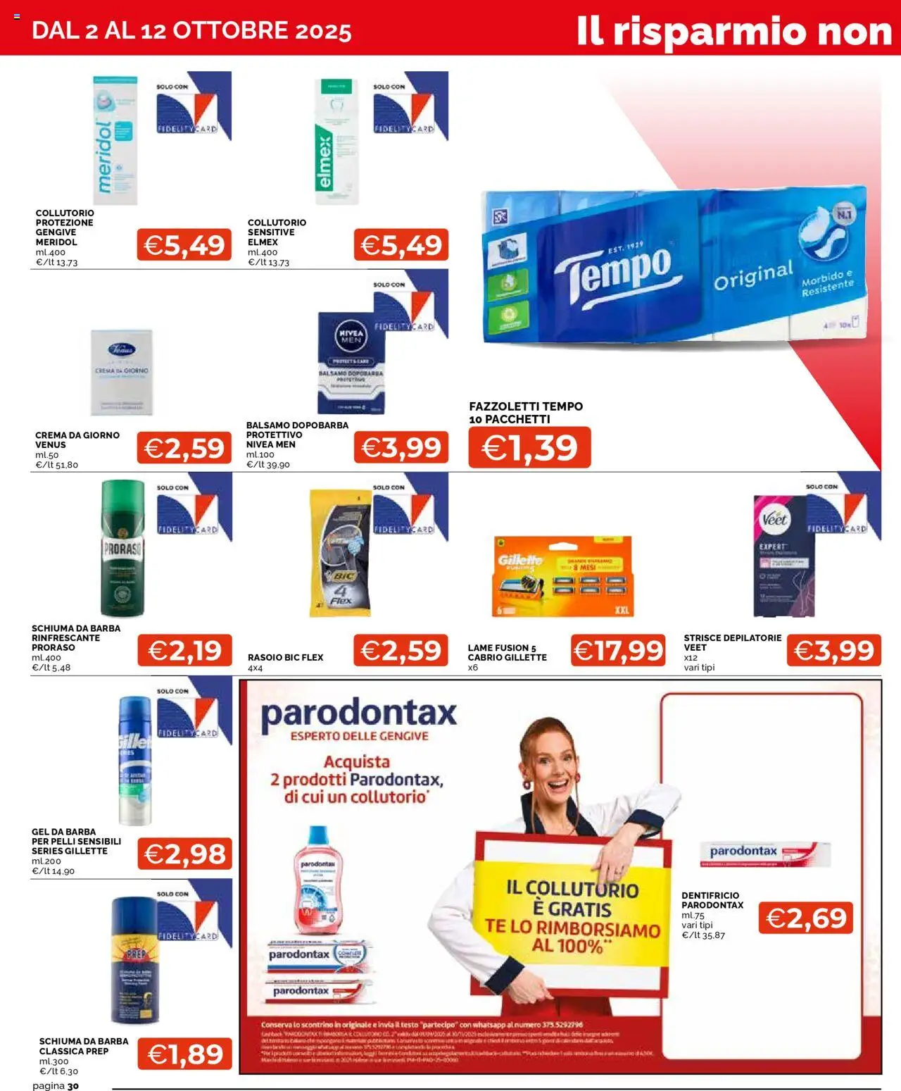 Volantino Mercatò del 02.10.2025 | Pagina: 30 | Prodotti: Schiuma da barba, Collutorio, Tè, Fazzoletti