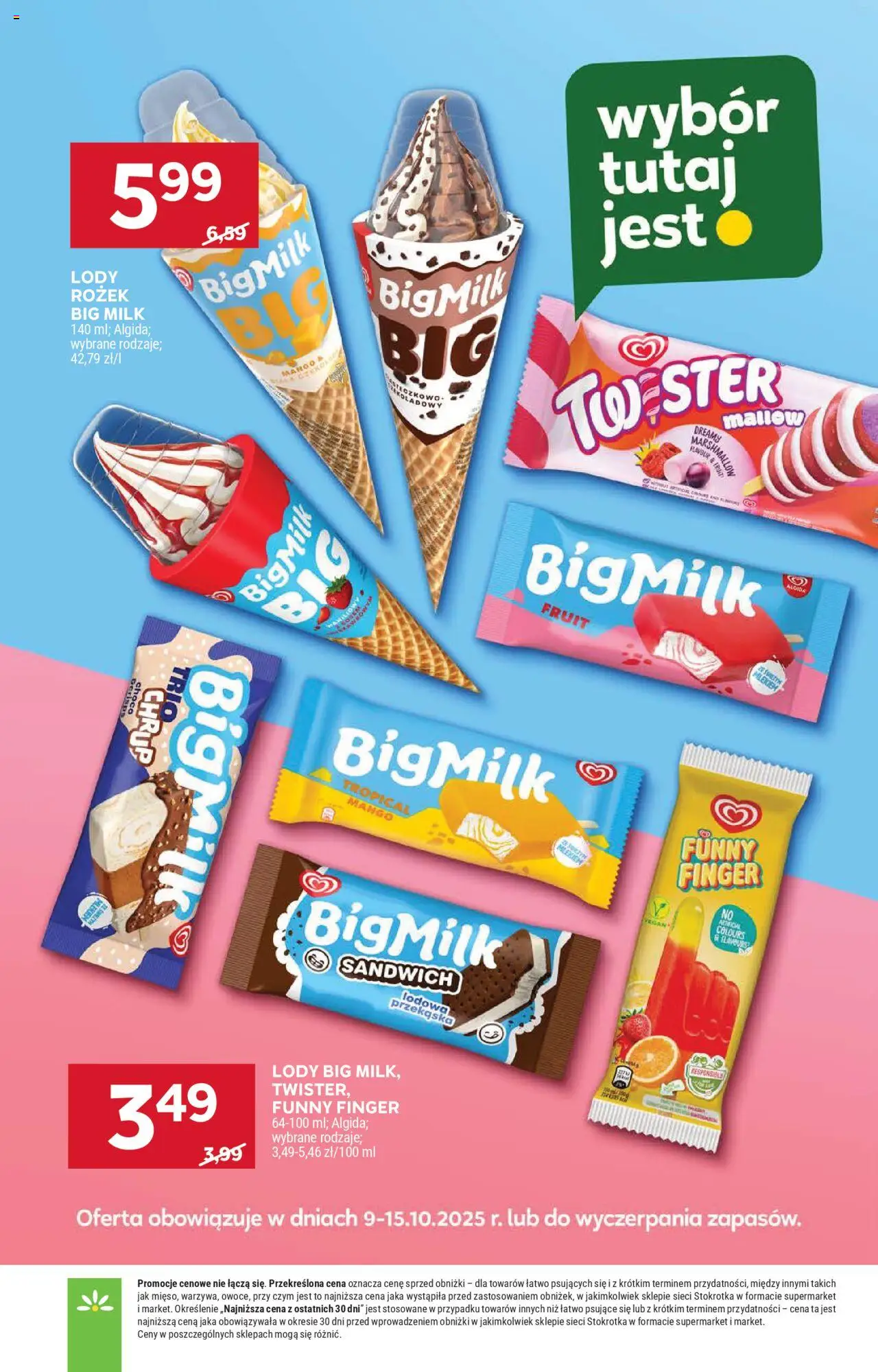 Stokrotka Gazetka od 09.10.2025 | Strona: 31 | Produkty: Mango, Sandwich, Big Milk, Lody