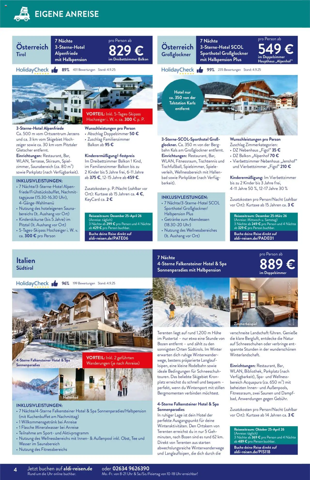 Aldi Reisen  Reisemagazin – gültig ab 01.10.2025 | Seite: 4 | Produkte: Spiel, Bad, Mineralwasser, Wasser