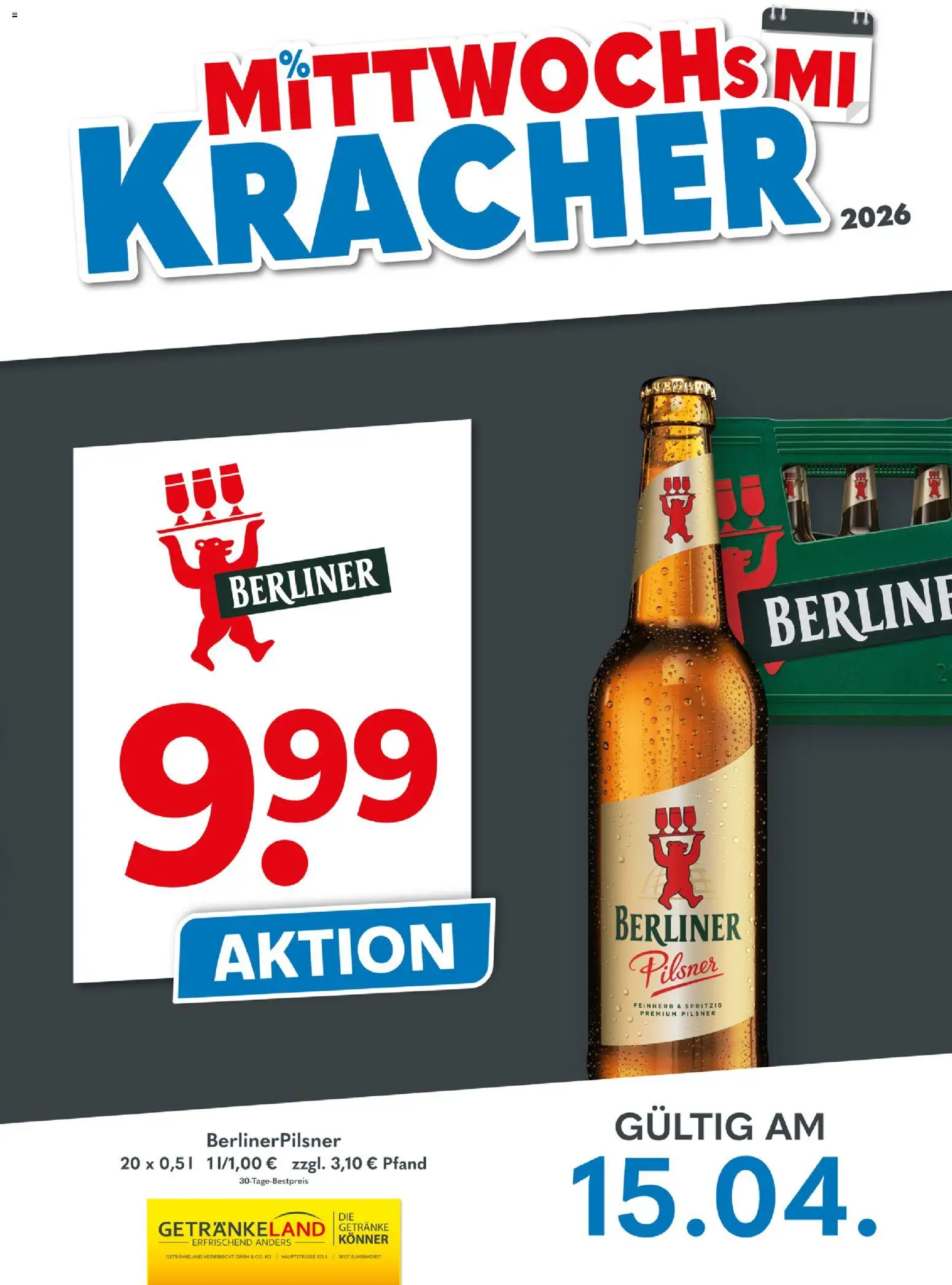 Getränkeland Mittwochs Kracher – gültig ab 15.04.2026 | Seite: 1 | Produkte: Berliner, Berliner pilsner