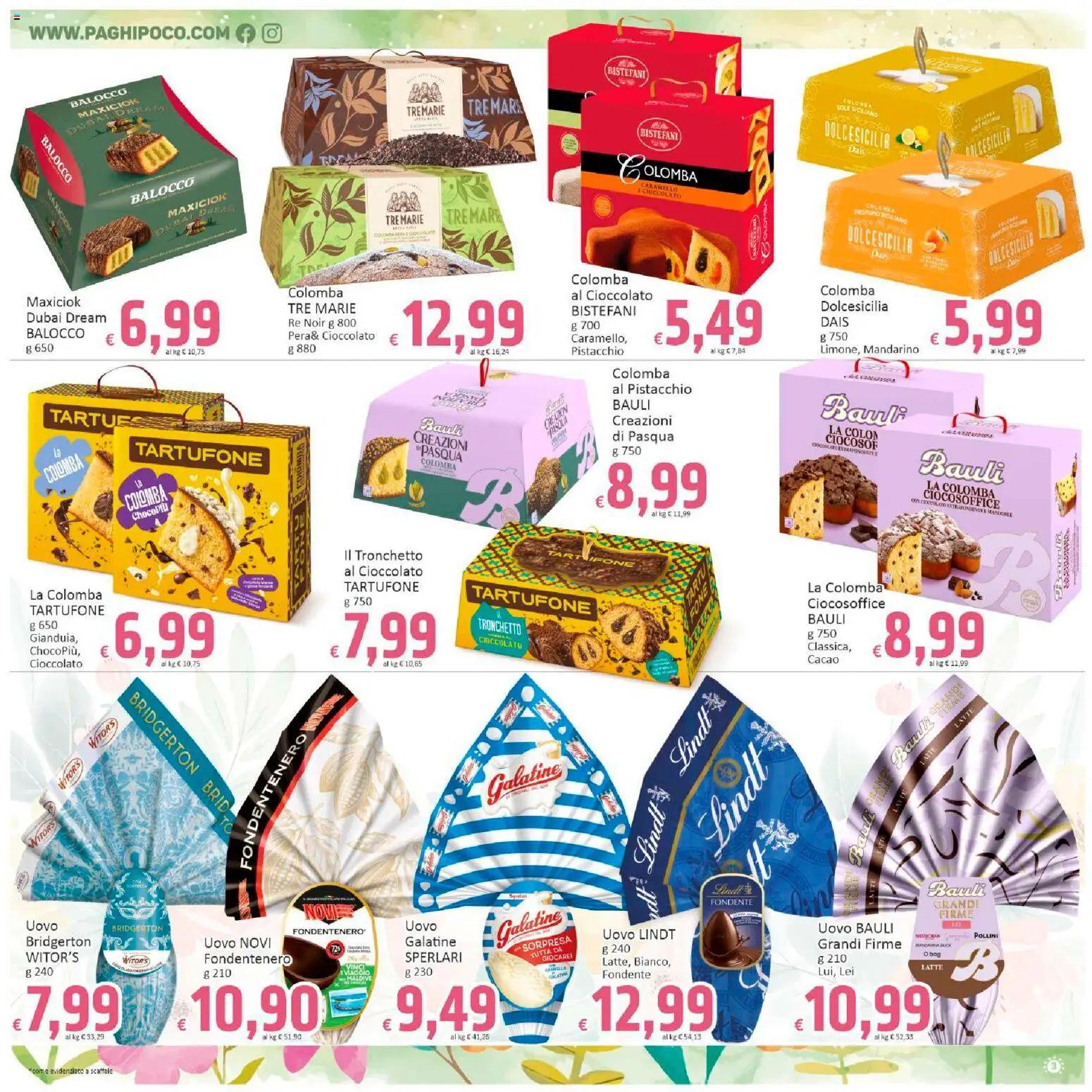 Volantino Paghi Poco del 12.03.2026 | Pagina: 3 | Prodotti: Cioccolato, Latte, Scaffale, Cacao
