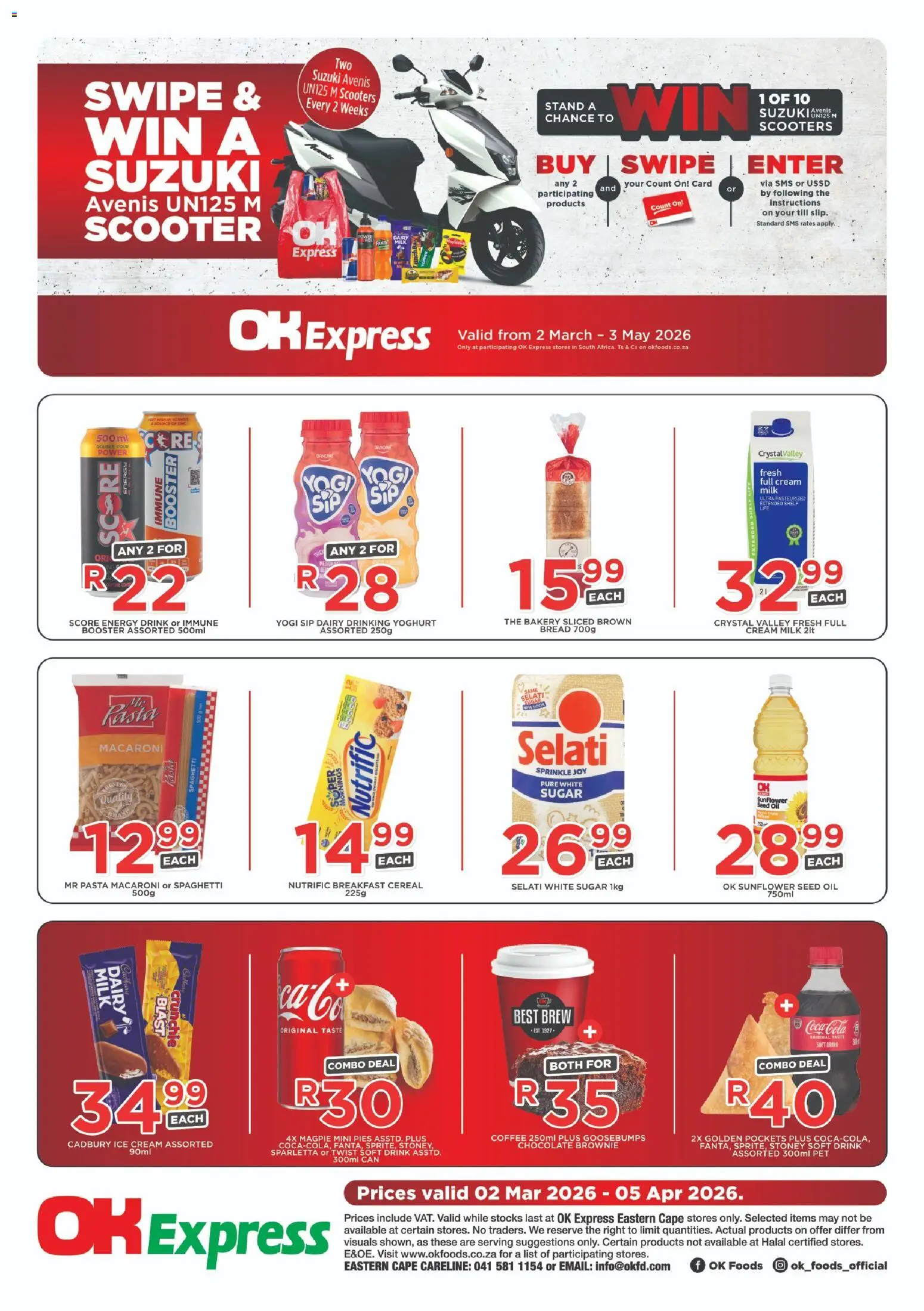 New OK Foods catalogue – valid from 02.03.2026 | Page: 2 | Products: Bakery, Oil, Pasta, Cream