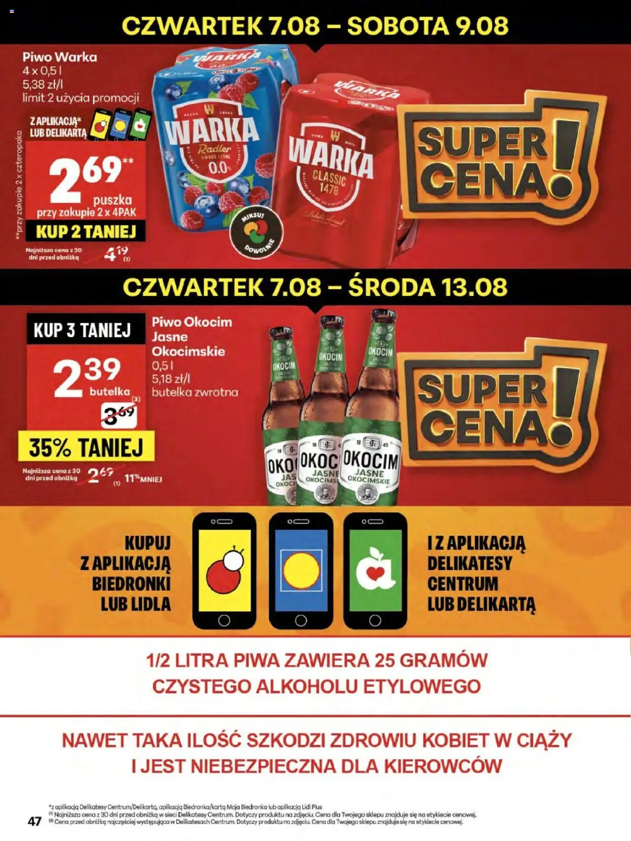 Delikatesy Centrum Gazetka - Sklepy Własne od 07.08.2025 | Strona: 47 | Produkty: Delikatesy, Piwo Warka, Piwo, Owoce