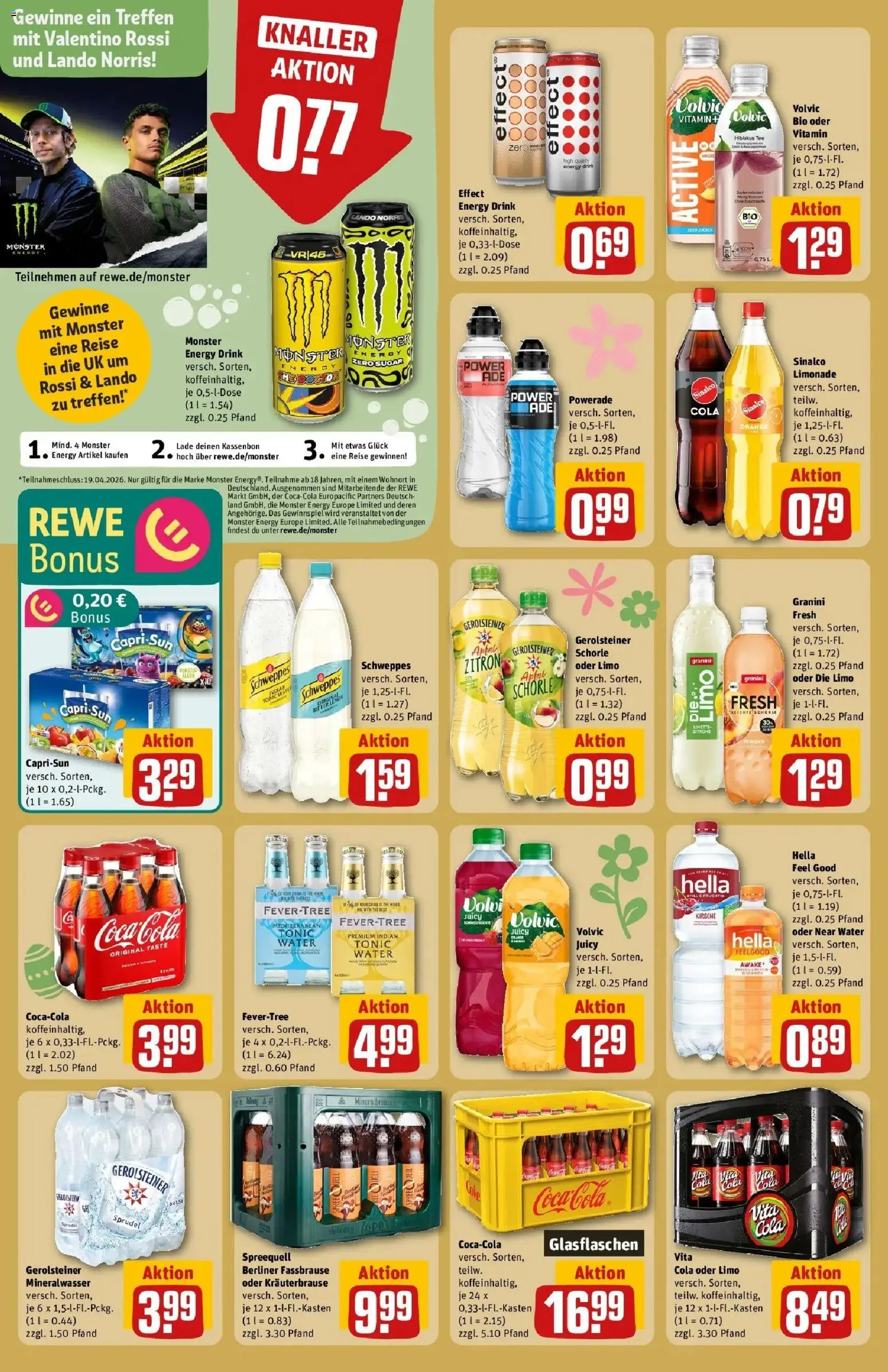 Rewe Prospekt Elsterwerda	 – gültig ab 30.03.2026 | Seite: 22 | Produkte: Cola, Energy, Limonade, Gerolsteiner