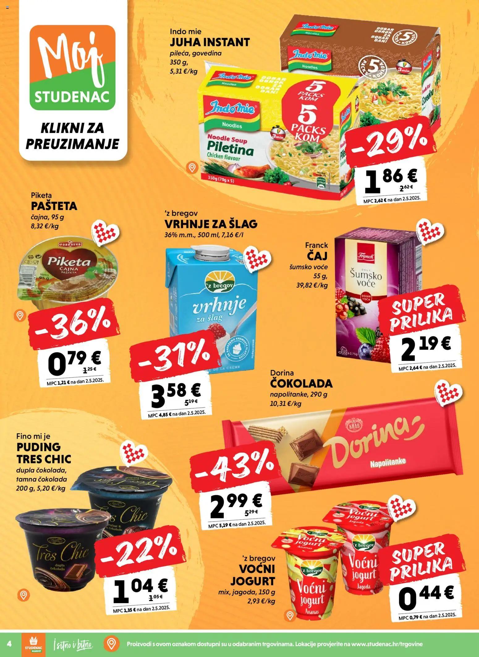Studenac katalog | vrijedi od 01.04.2026 | Stranica: 4 | Proizvodi: Jogurt, Puding, Ananas, Pašteta