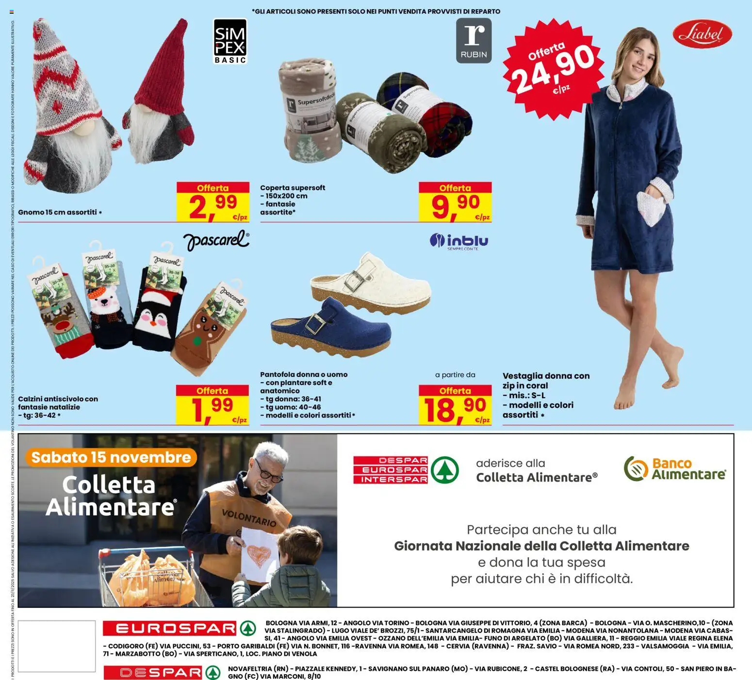 Volantino Eurospar del 13.11.2025 | Pagina: 20 | Prodotti: Calzini, Coperta