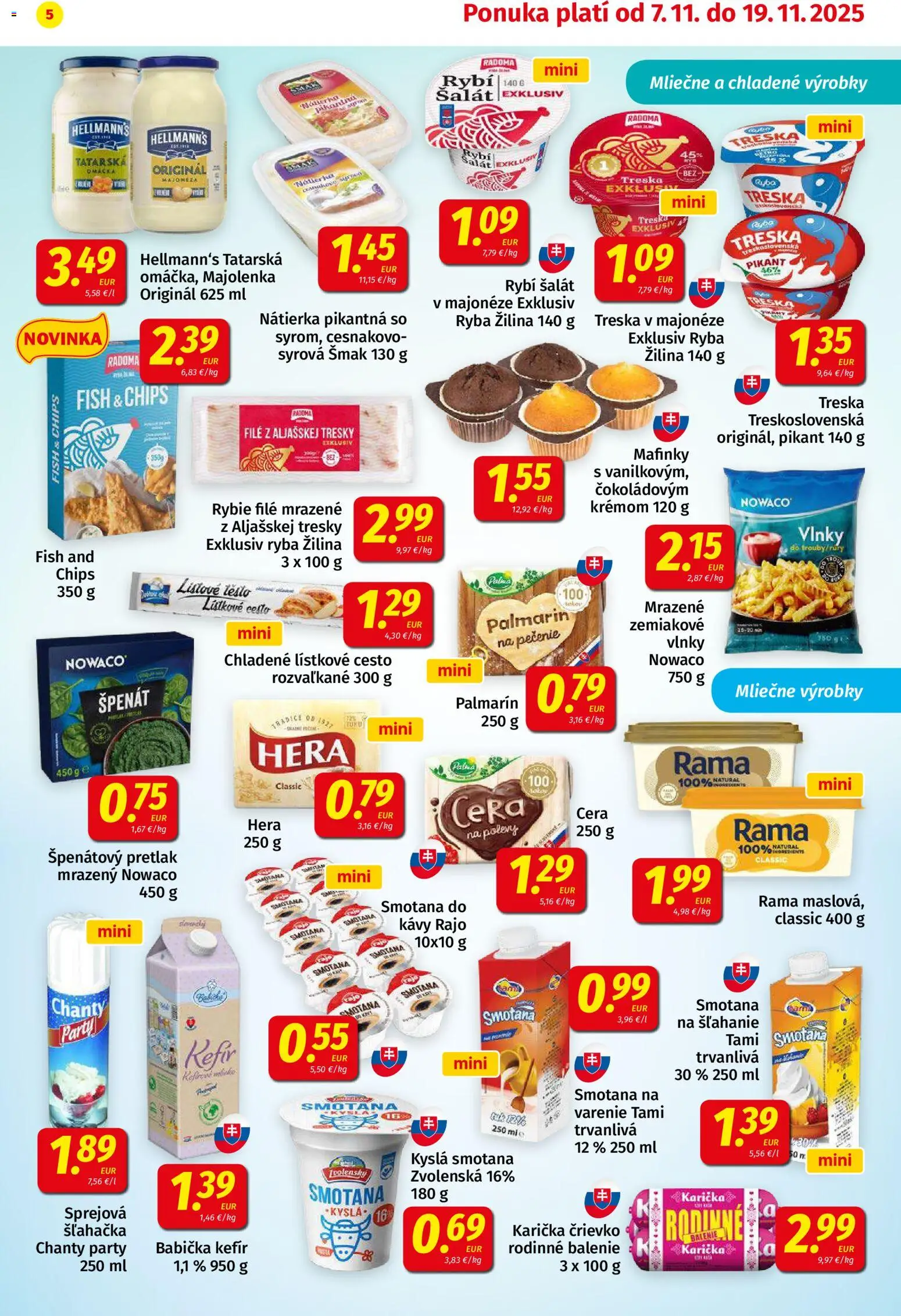 Nové Koruna akcie – leták je platný od 07.11.2025 | Strana: 5 | Produkty: Smotana, Ryba, Lístkové cesto, Rama