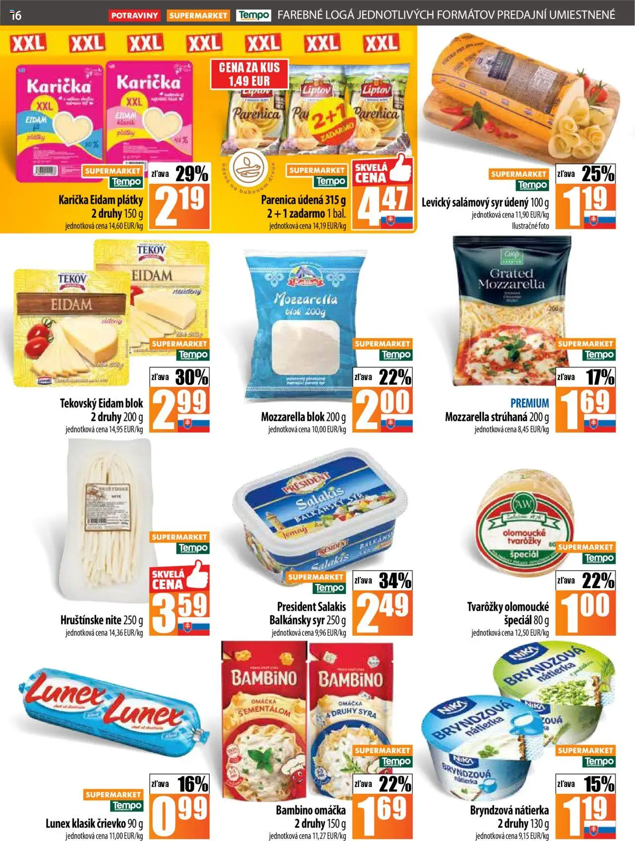 Nové COOP Jednota akcie – leták je platný od 11.09.2025 | Strana: 16 | Produkty: Syr, Mozzarella, Balkánsky syr, Omáčka