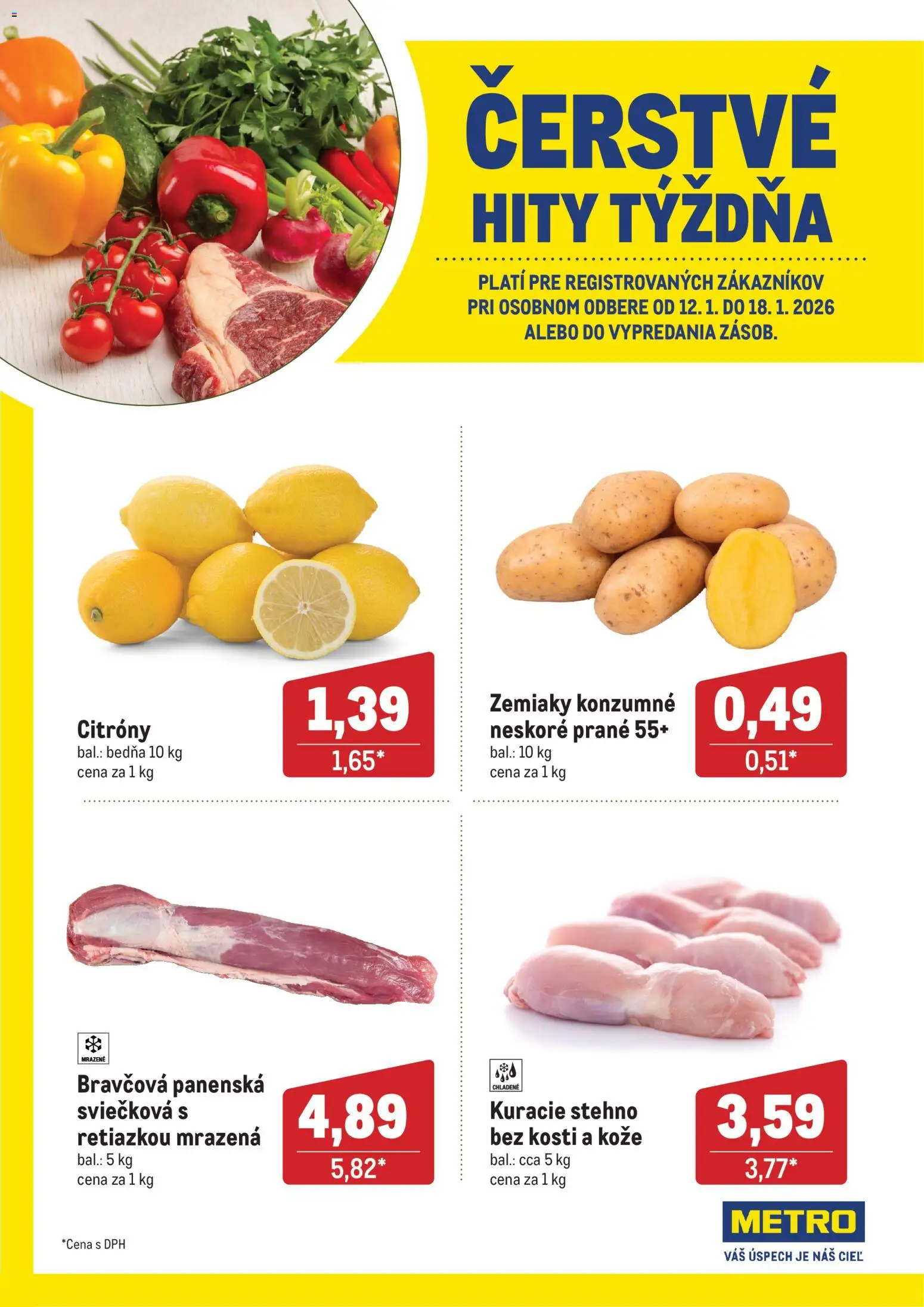 Nové Metro akcie – leták je platný od 12.01.2026 | Strana: 1 | Produkty: Citróny, Zemiaky