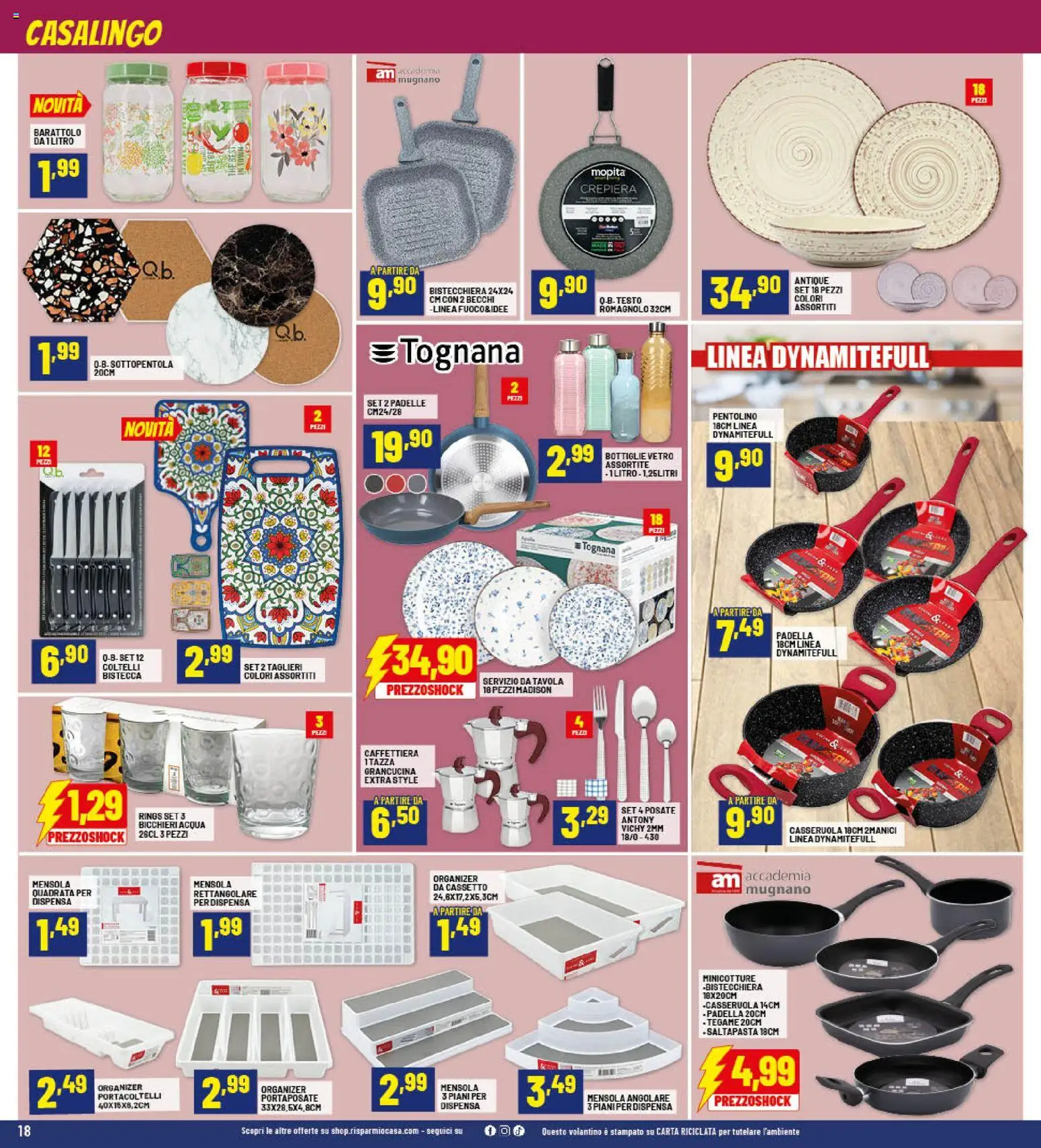 Volantino RisparmioCasa del 23.10.2025 | Pagina: 18 | Prodotti: Bistecchiera, Acqua, Padella, Portaposate