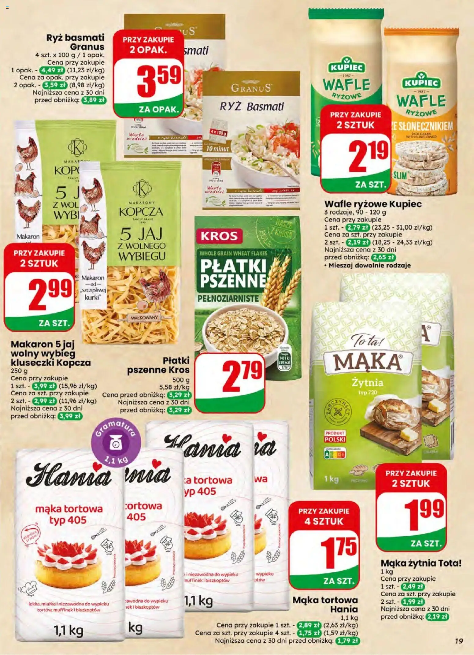 Dino gazetka od 15.04.2026 | Strona: 19 | Produkty: Wafle, Ryż, Ryż basmati, Makarony