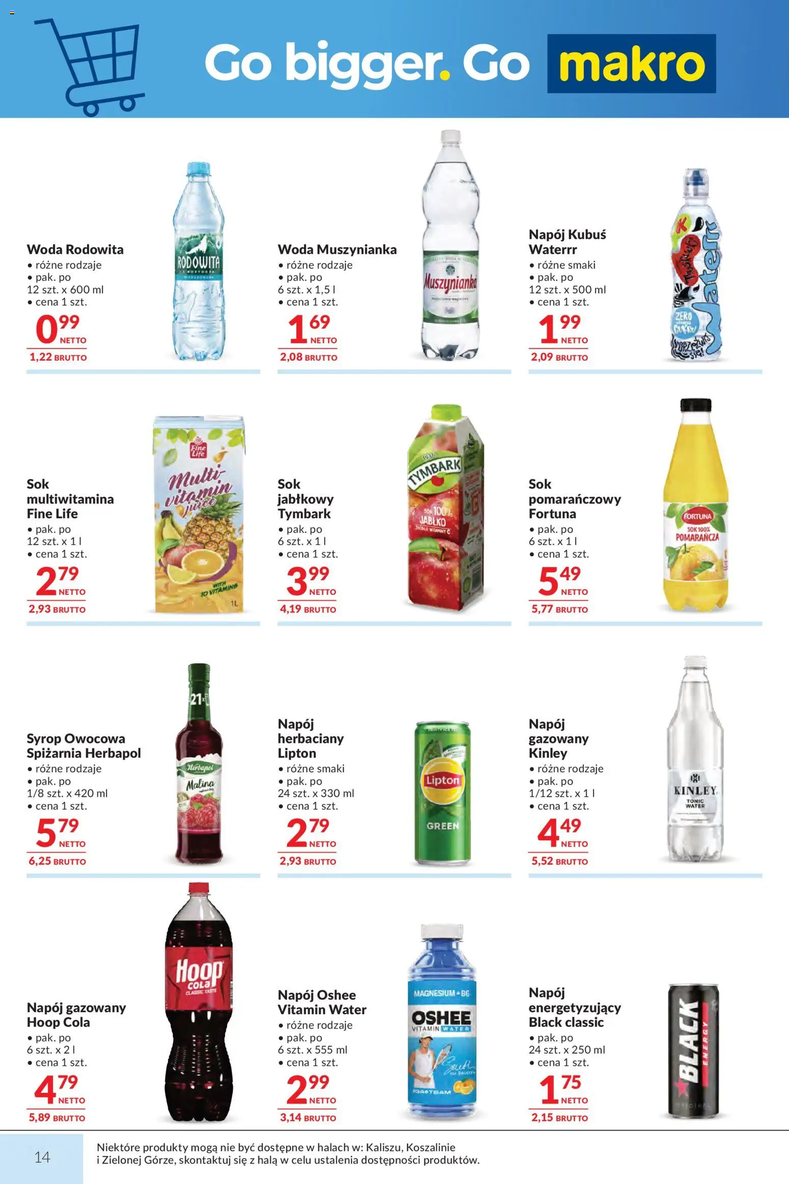 Makro Gazetka od 17.02.2026 | Strona: 14 | Produkty: Syrop, Malina, Muszynianka, Sok