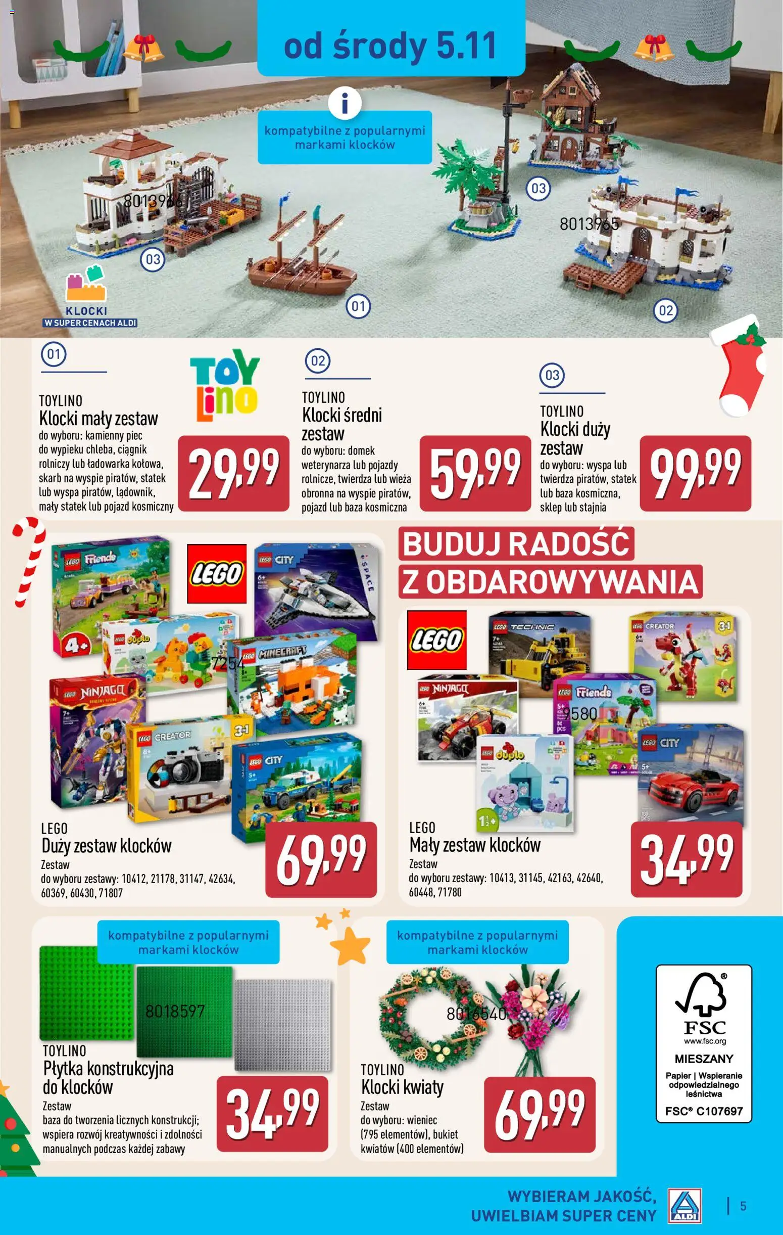 Aldi Gazetka - Hity od Środy i od Soboty od 05.11.2025 | Strona: 5 | Produkty: Ładowarka, Wieniec, Lego, Kwiaty
