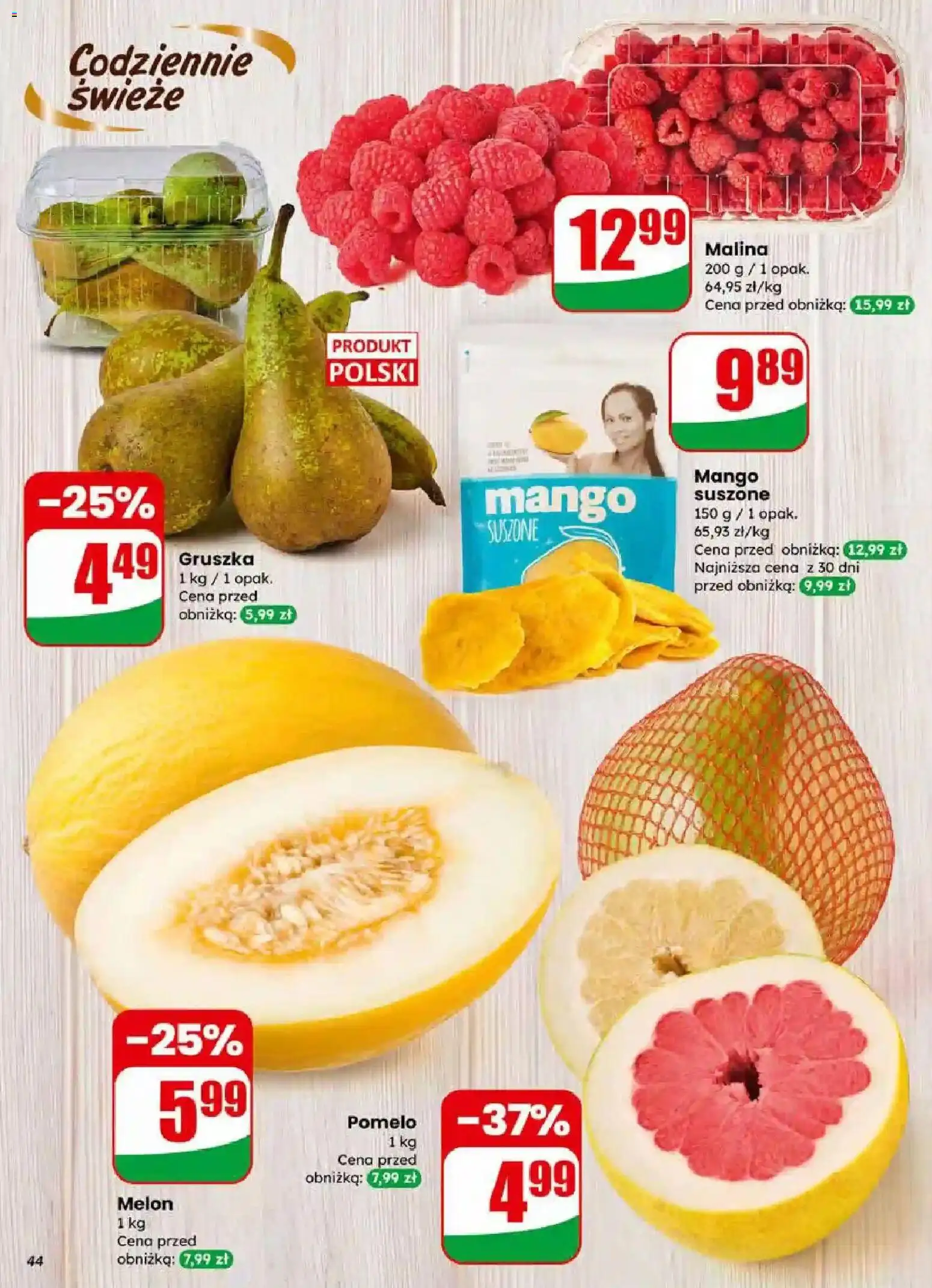 Dino Gazetka od 17.12.2025 | Strona: 44 | Produkty: Mango, Gruszka, Melon, Malina