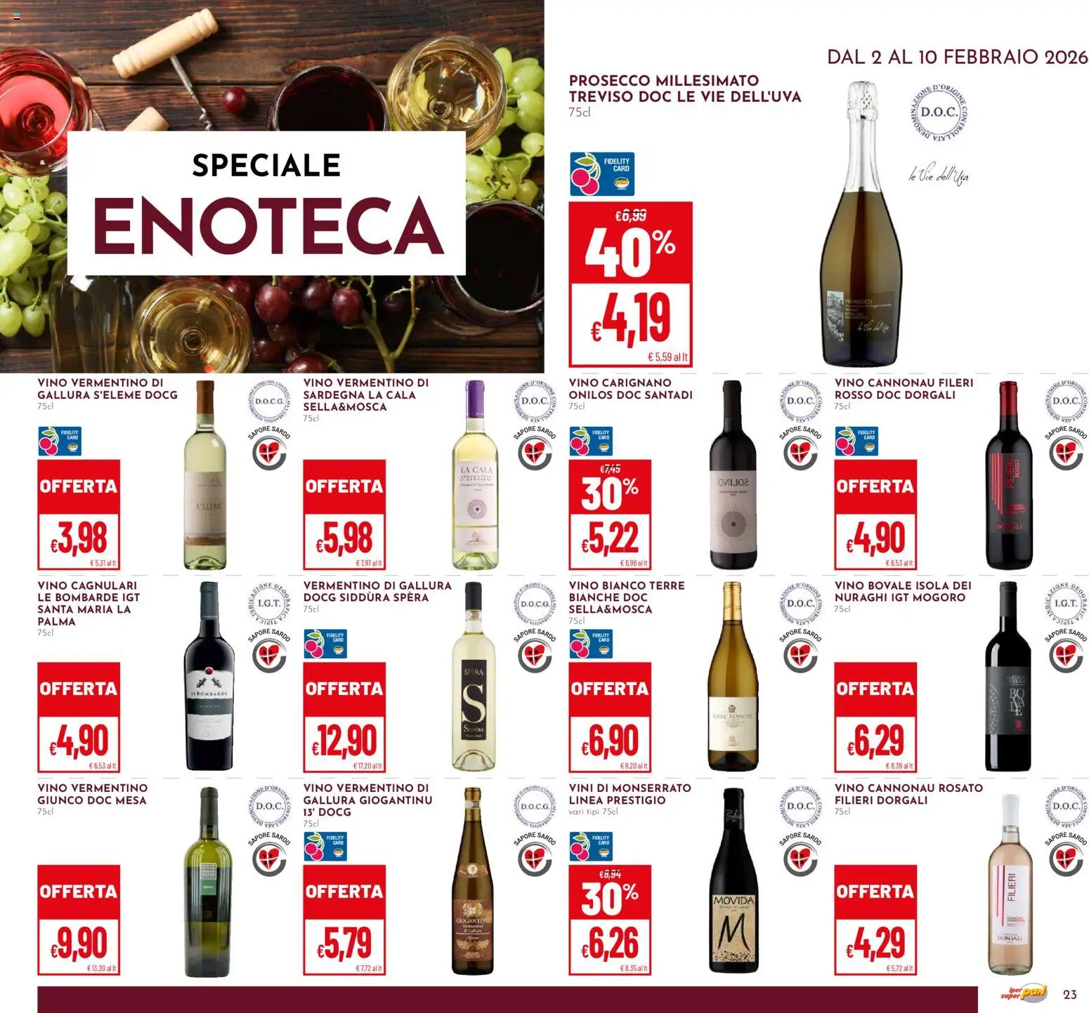 Volantino Pan del 02.02.2026 | Pagina: 23 | Prodotti: Prosecco, Vino, Enoteca, Vino bianco