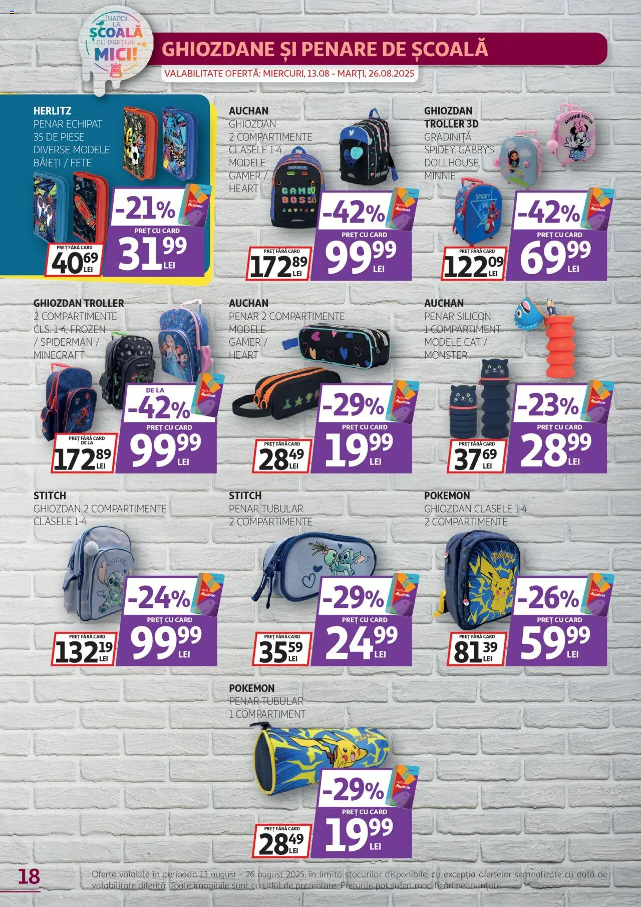Catalog Auchan – valabil de la 13.08.2025 | Pagină: 18 | Produse: Mouse, Mici, Ghiozdan