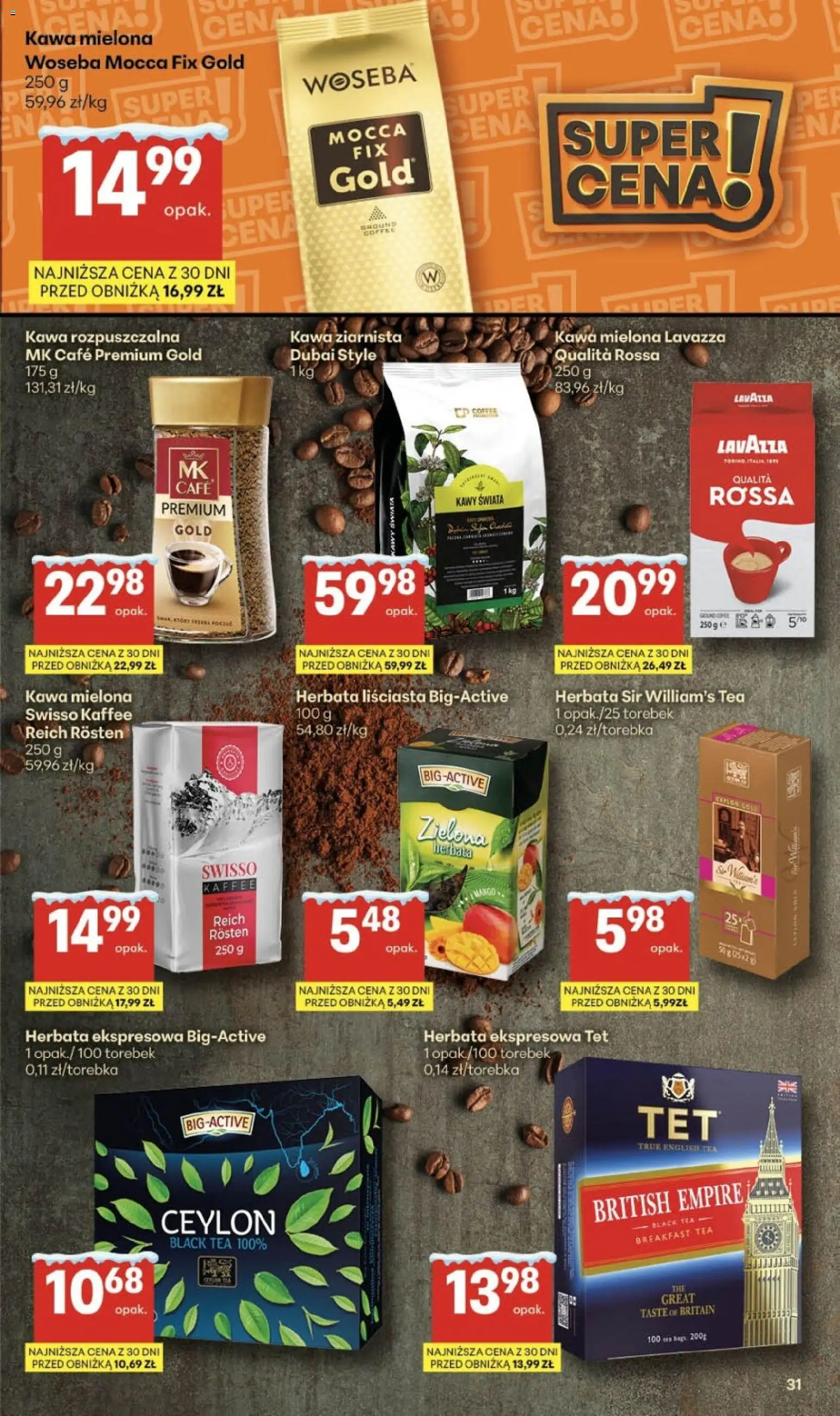Delikatesy Centrum Gazetka - Sklepy Własne od 08.01.2026 | Strona: 31 | Produkty: Herbata liściasta, Kawa ziarnista, Lavazza, Kawa