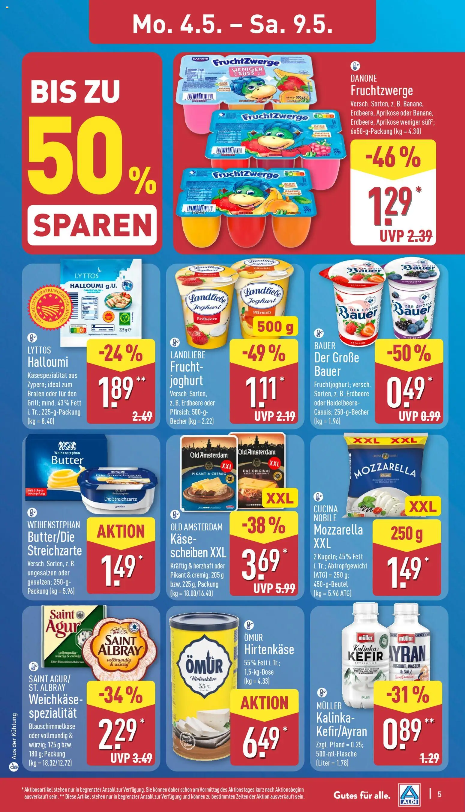 Aldi Prospekt 	 – gültig ab 04.05.2026 | Seite: 5 | Produkte: Butter, Weihenstephan butter, Pfirsich, Landliebe joghurt